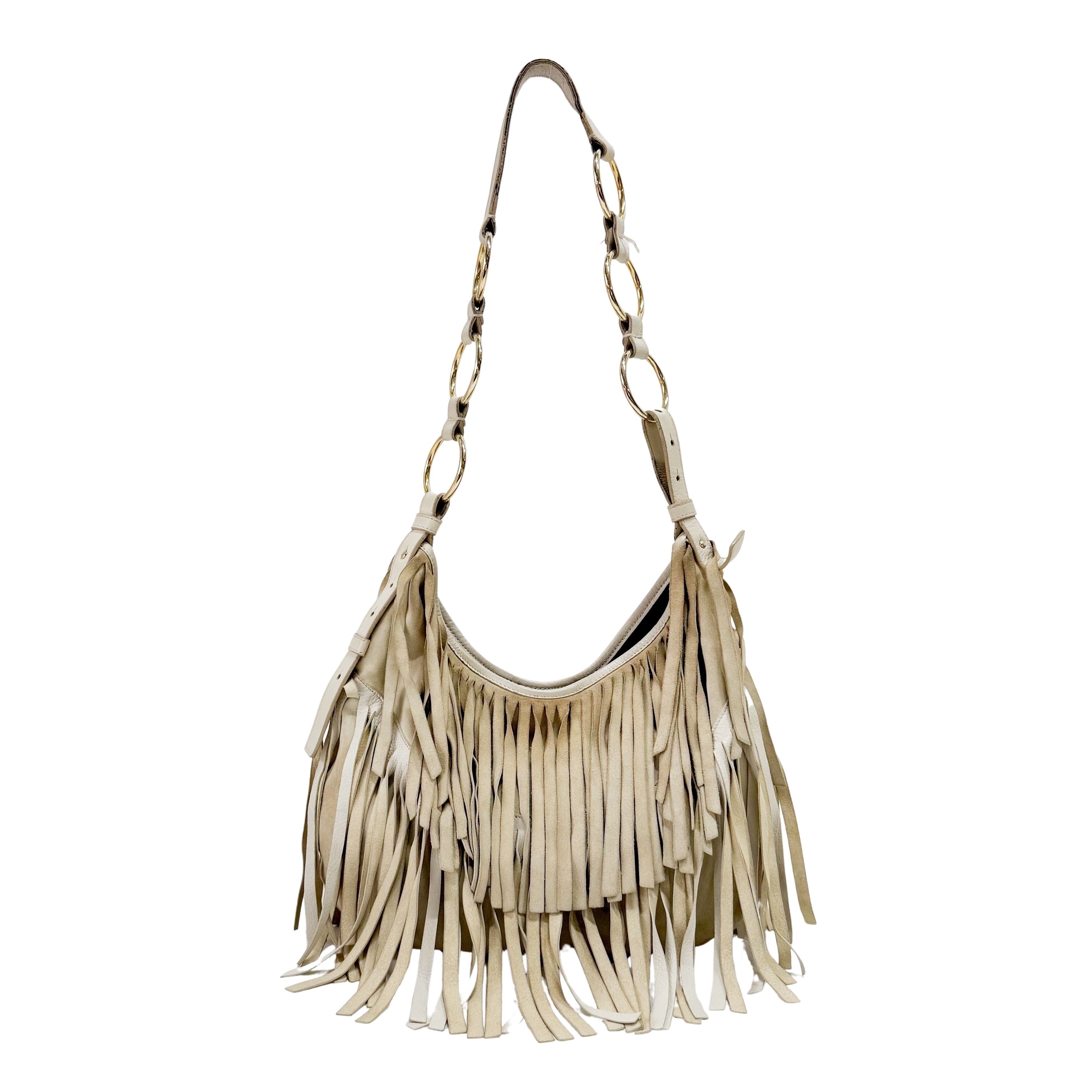 Saint-Tropez Cream Suede Shoulder Bag