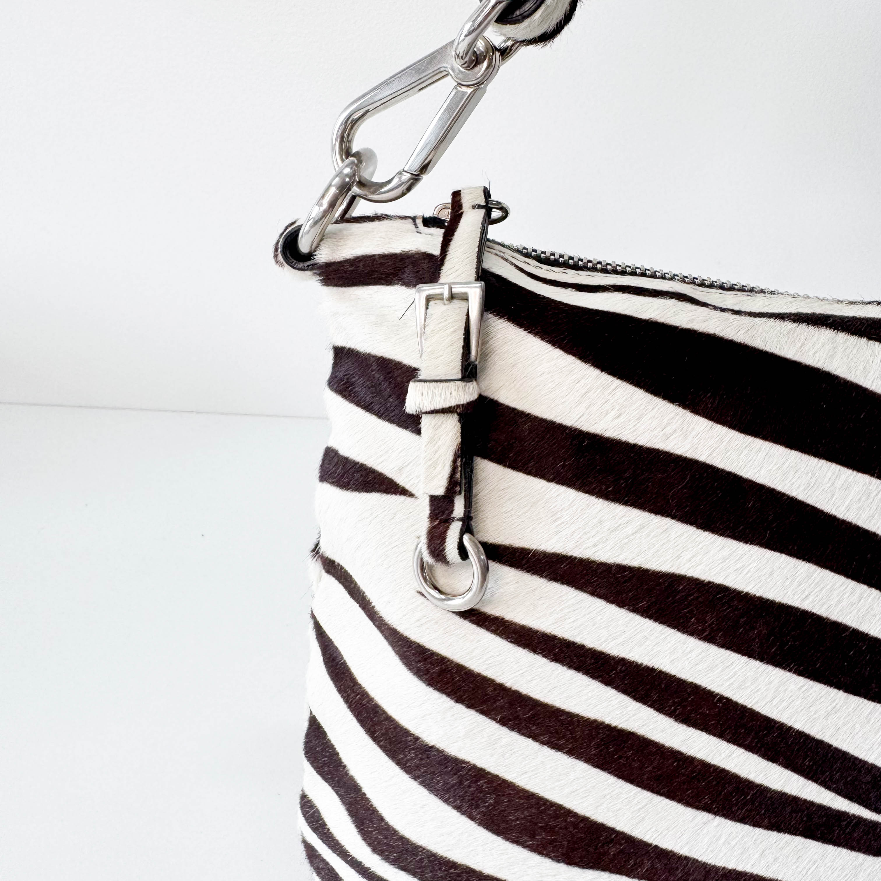 Zebra Print Pony Hair Shoulder Bag