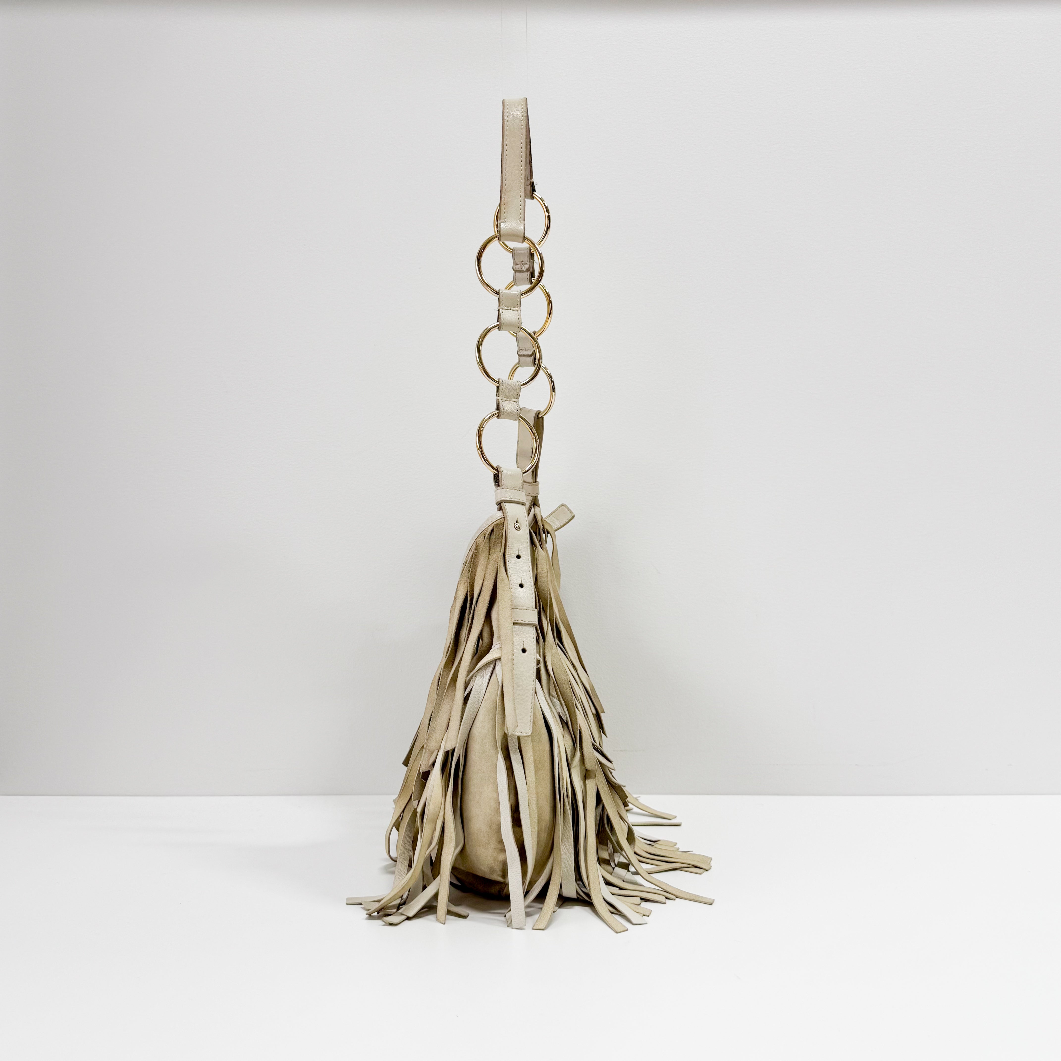 Saint-Tropez Cream Suede Shoulder Bag