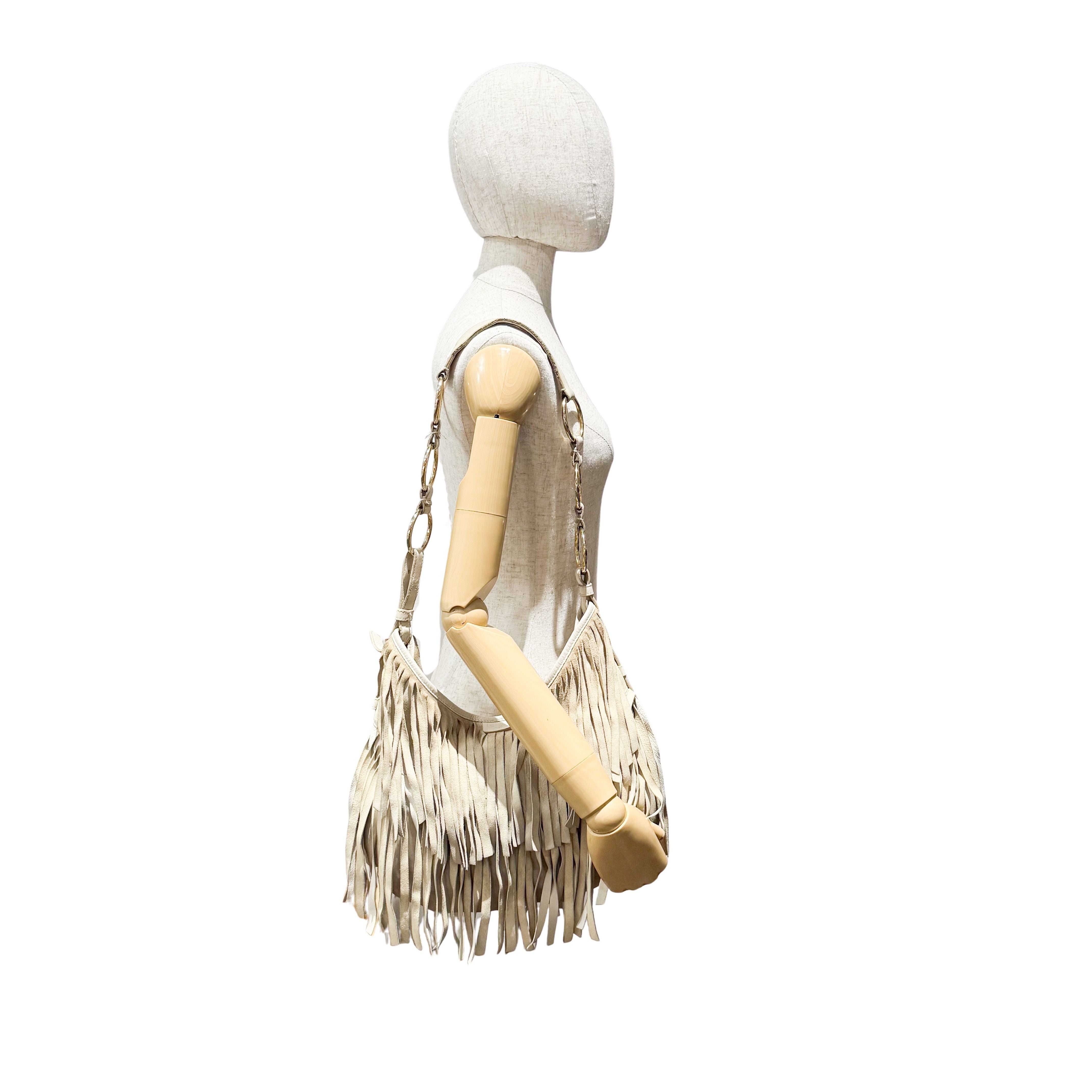Saint-Tropez Cream Suede Shoulder Bag
