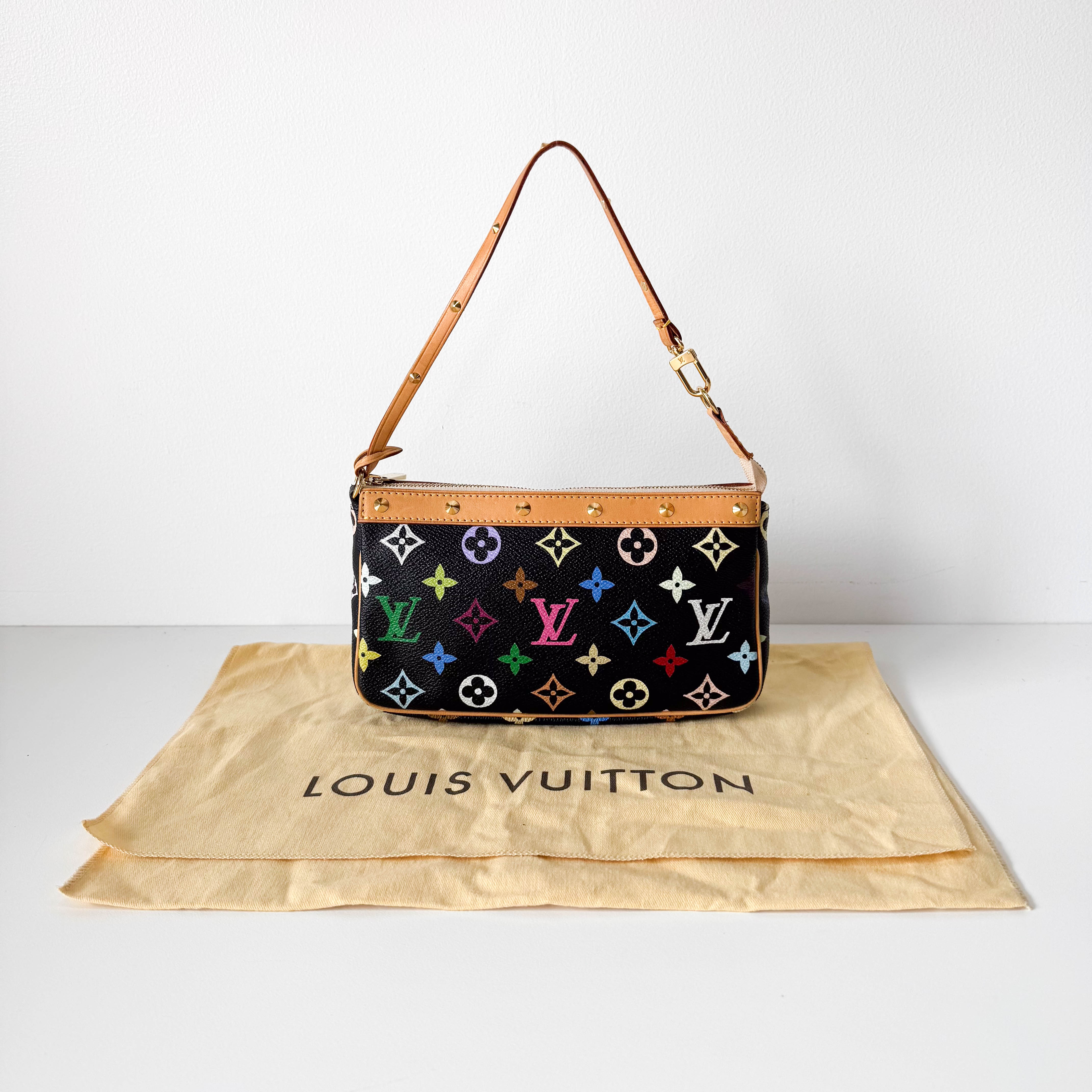 Takashi Murakami Pochette Accessoire Multi-colour Black Monogram Coated Canvas Bag