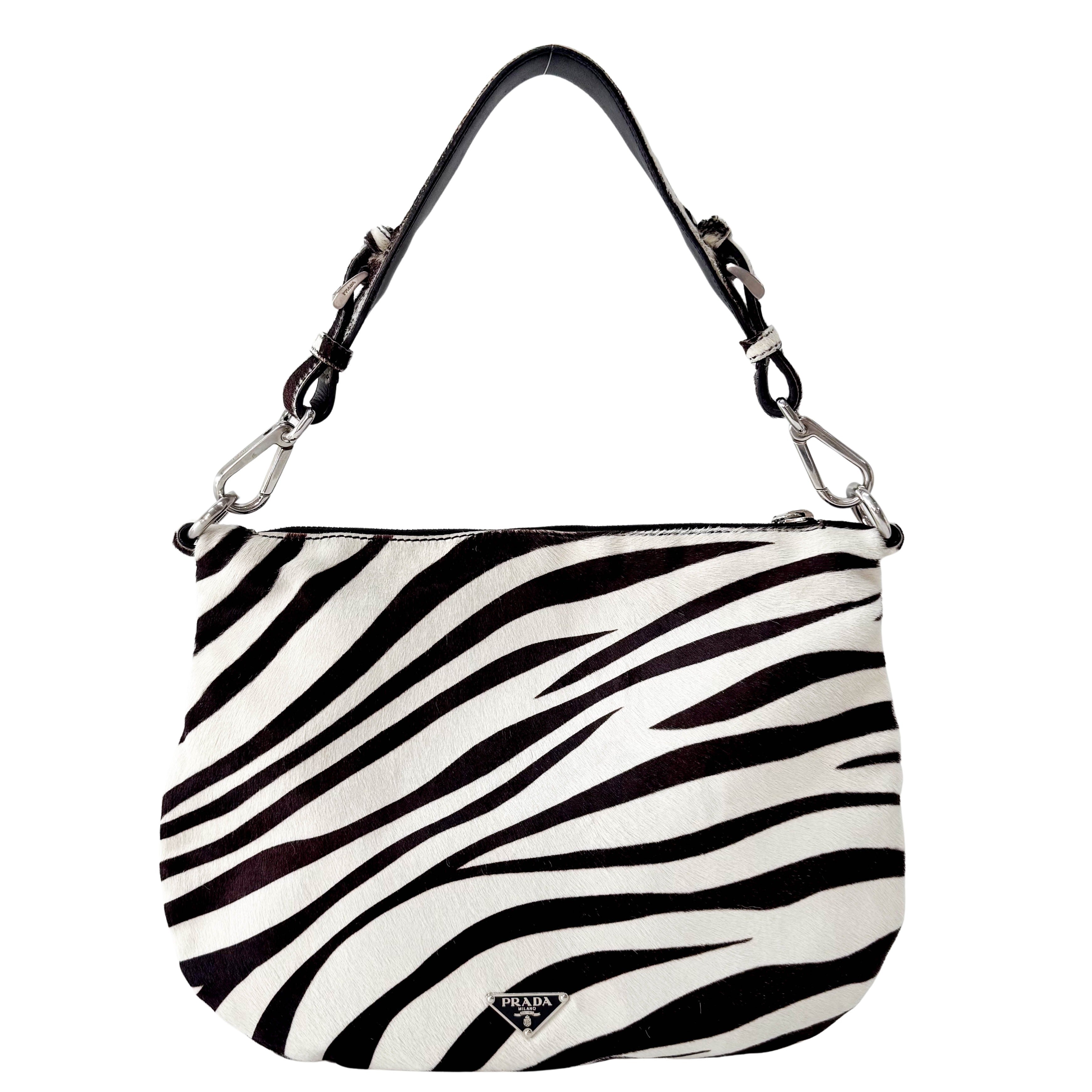 Zebra Print Pony Hair Shoulder Bag