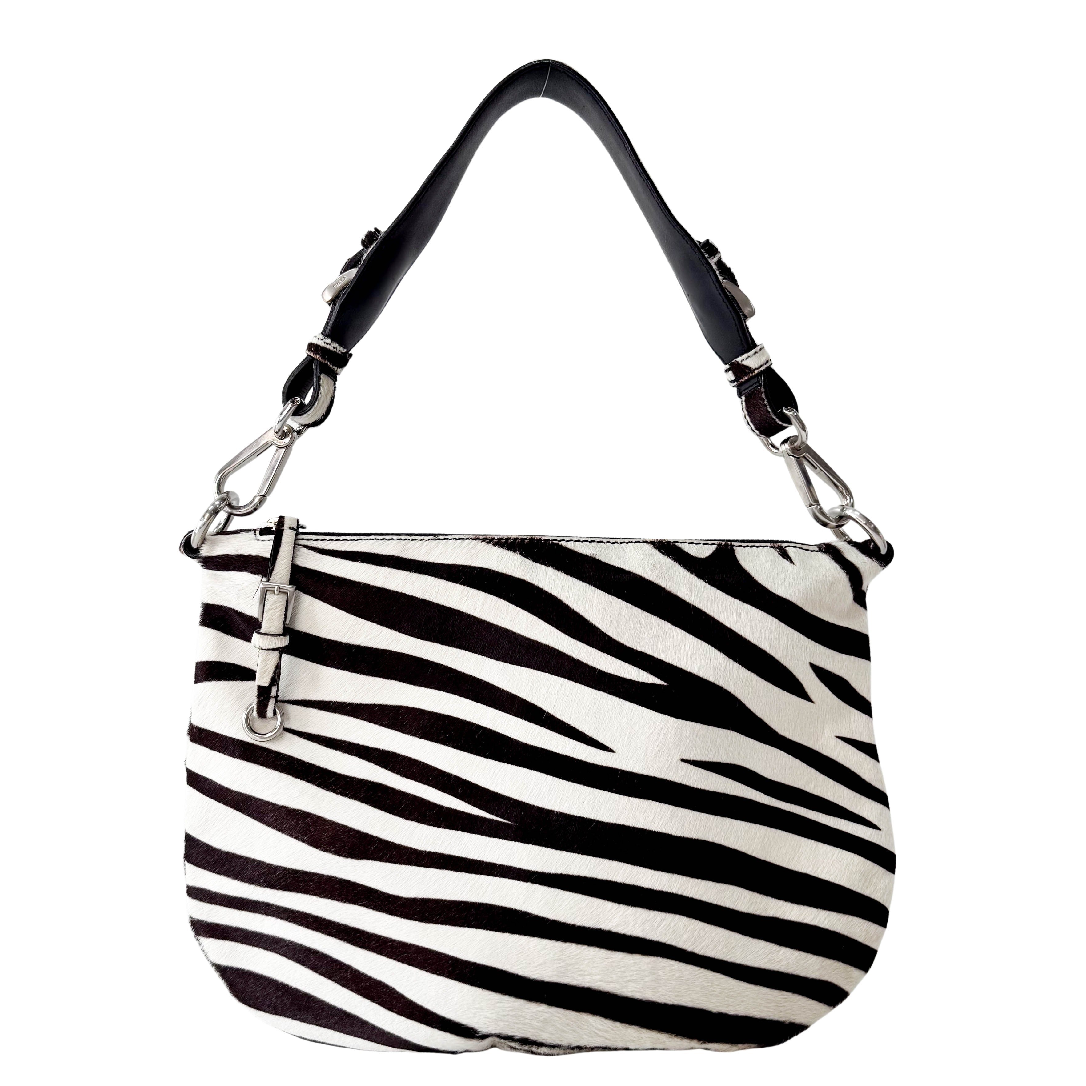 Zebra Print Pony Hair Shoulder Bag