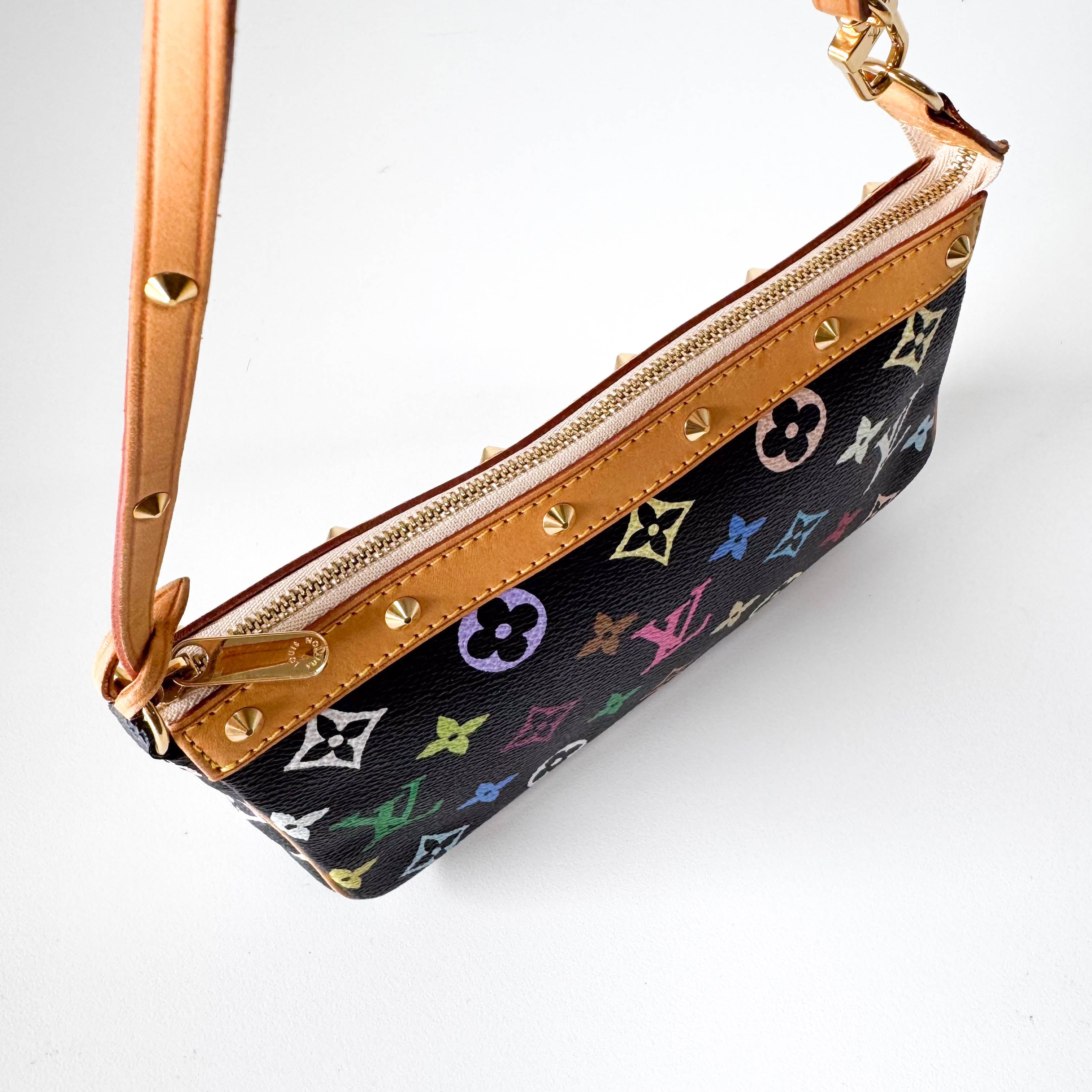 Takashi Murakami Pochette Accessoire Multi-colour Black Monogram Coated Canvas Bag
