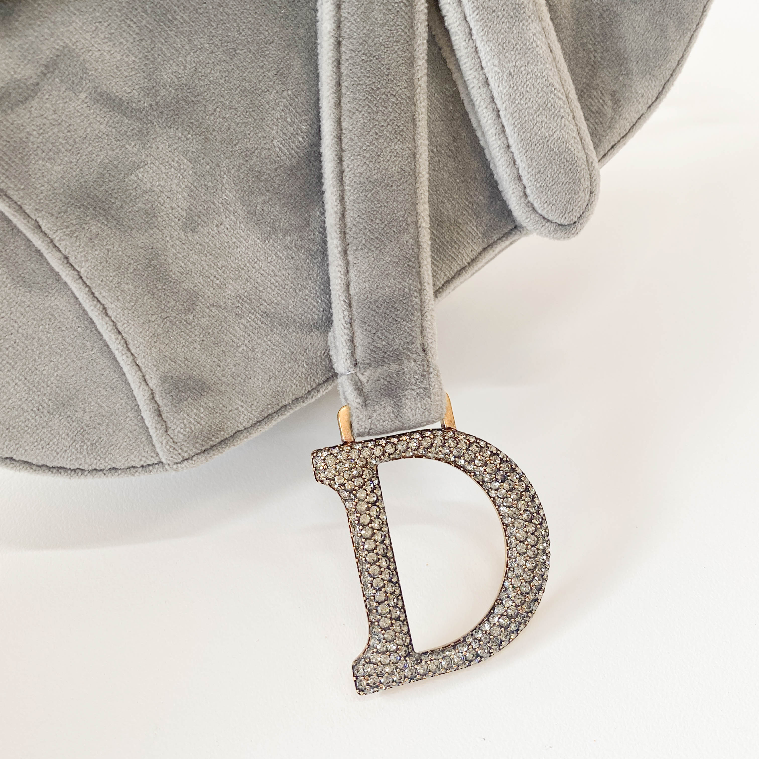 Mini Saddle Grey Velvet Bag