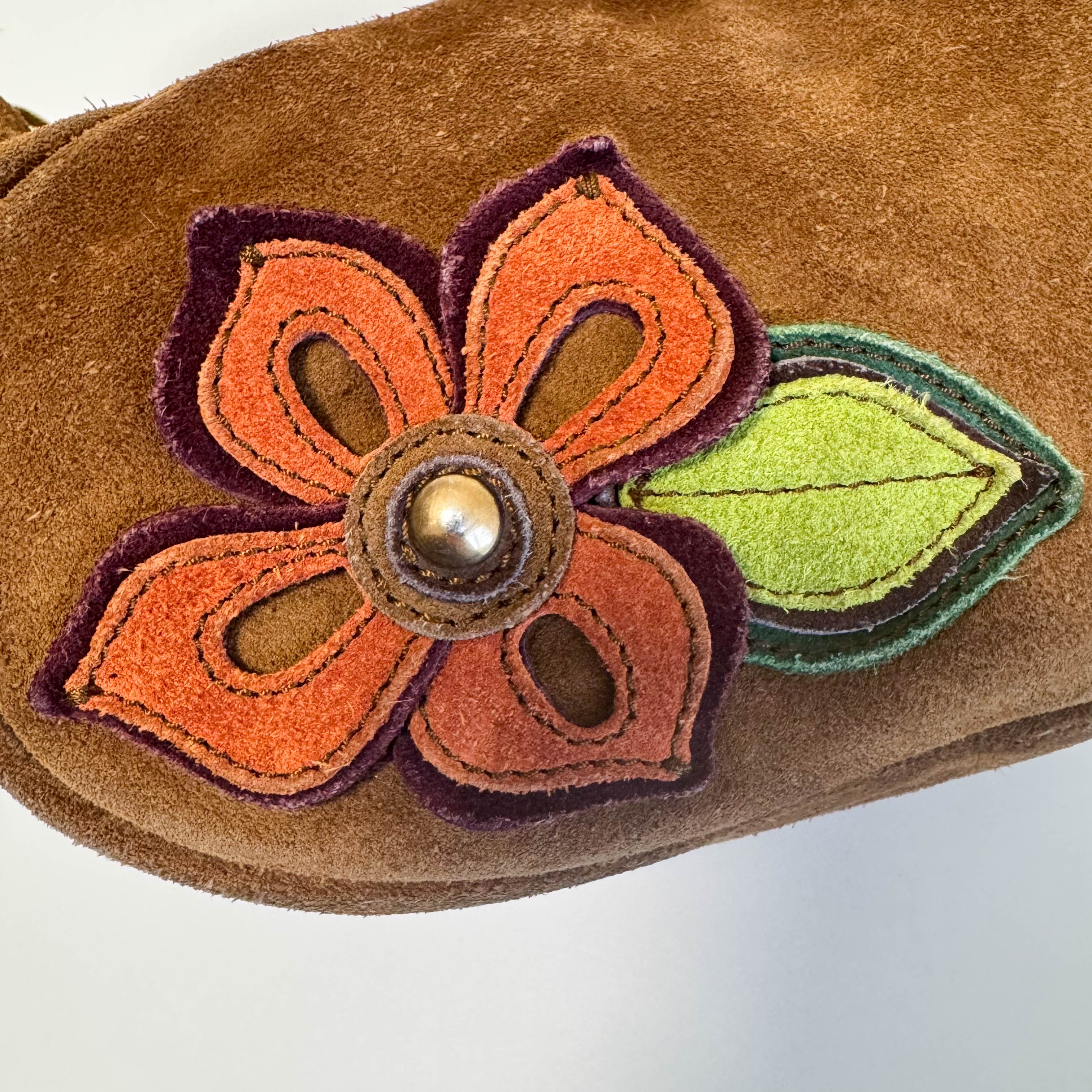 Suede Brown Hobo Shoulder Bag