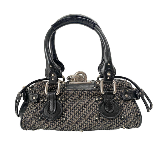 Mini Paddington Black Silver Leather Tweed Handbag