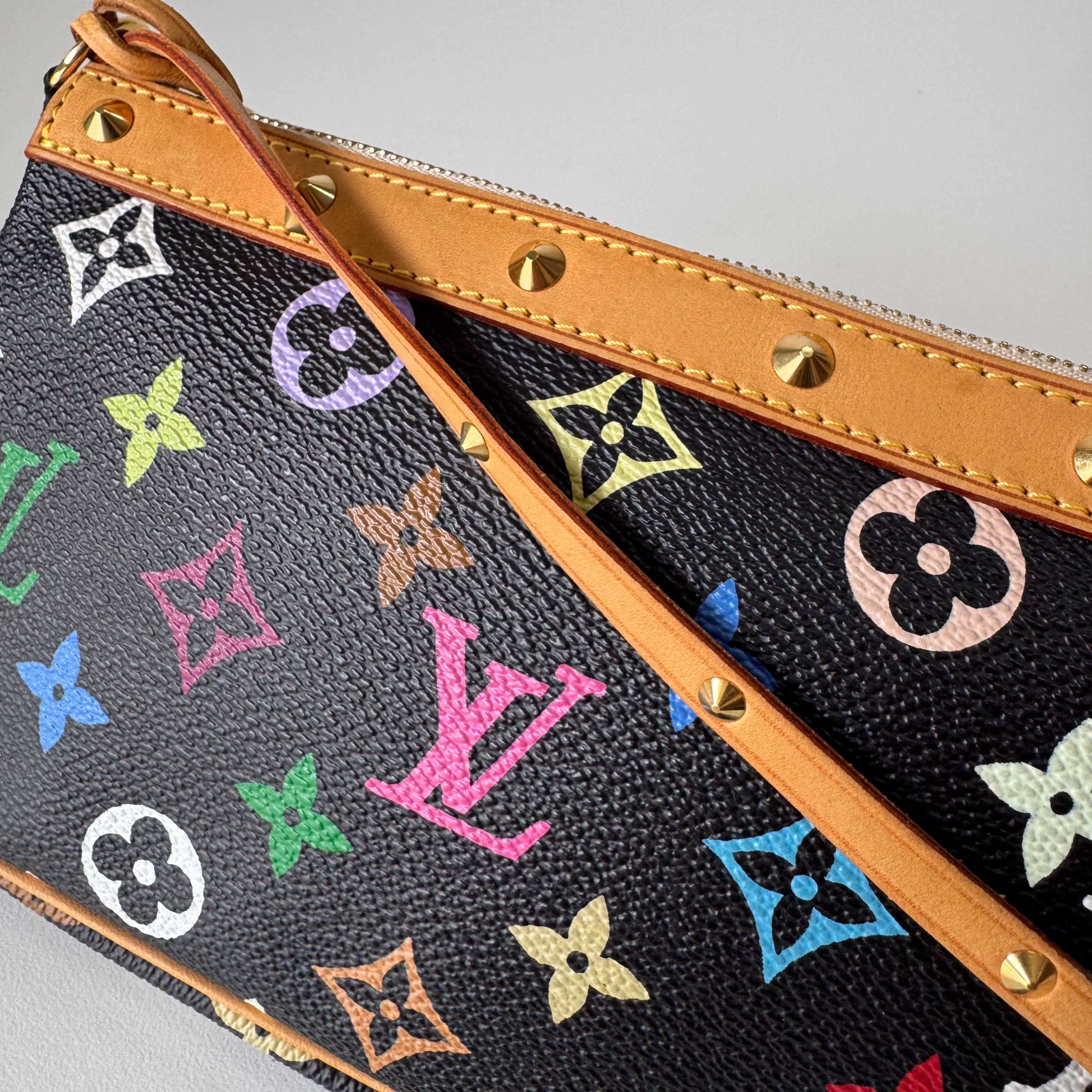 Takashi Murakami Pochette Accessoire Multi-colour Black Monogram Coated Canvas Bag