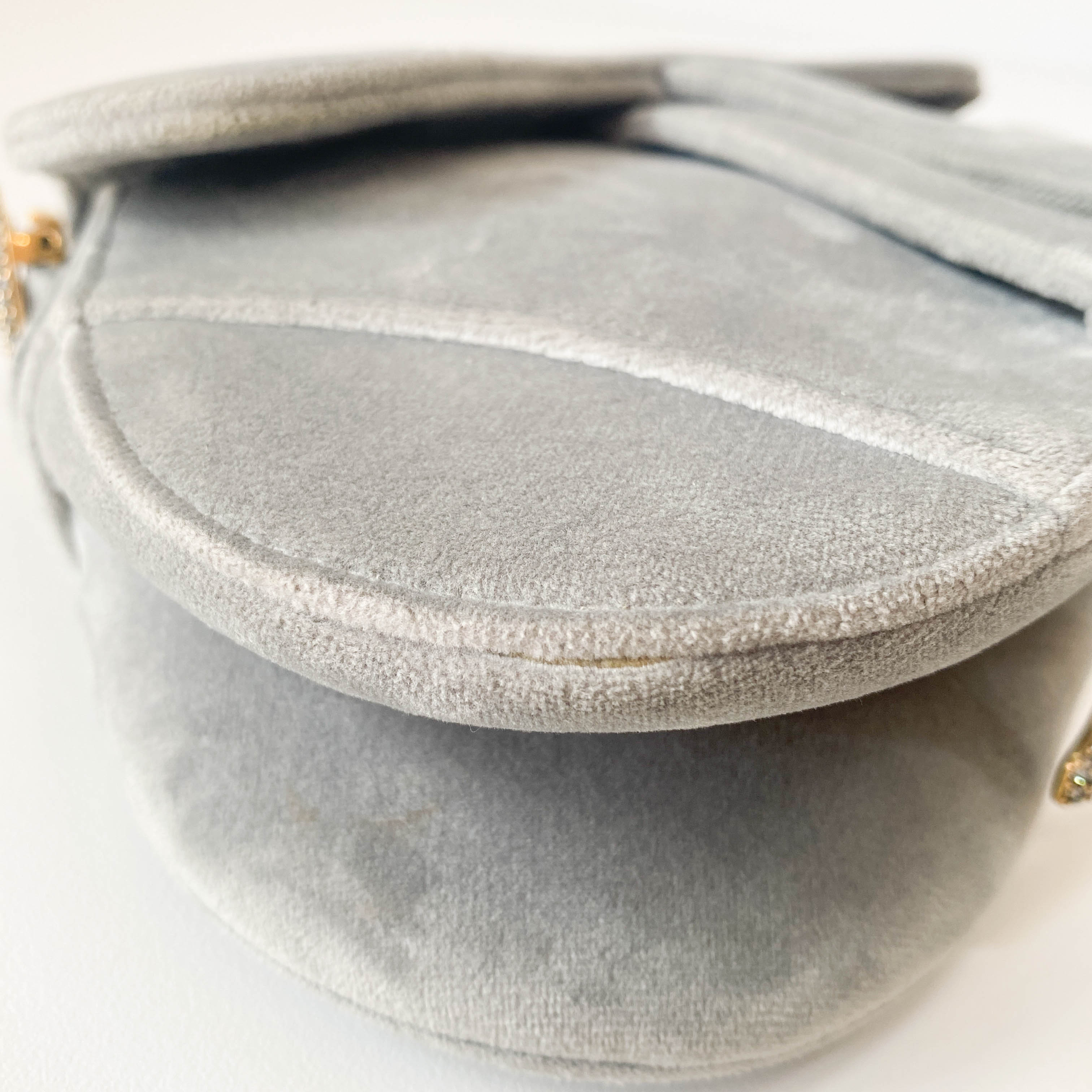Mini Saddle Grey Velvet Bag