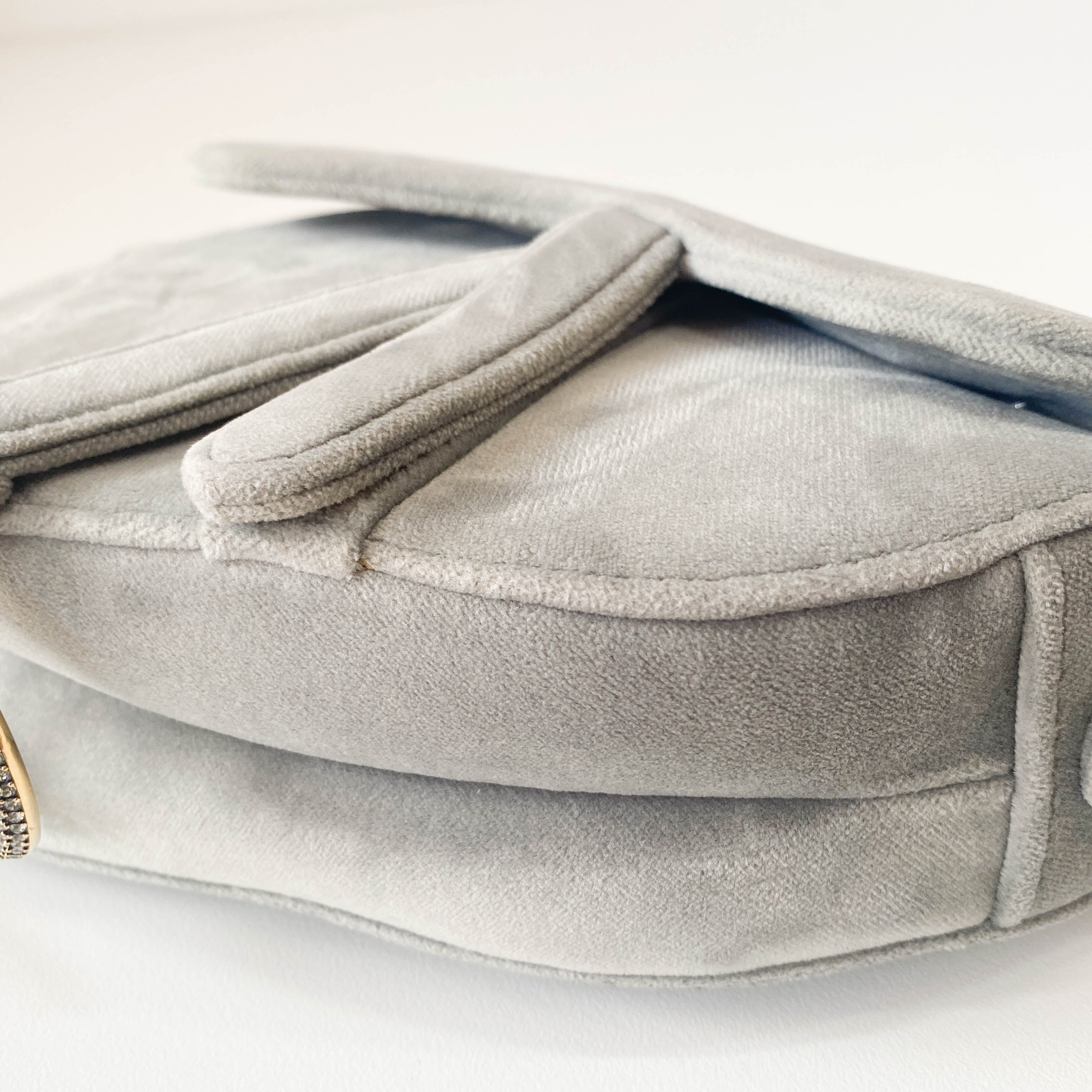 Mini Saddle Grey Velvet Bag