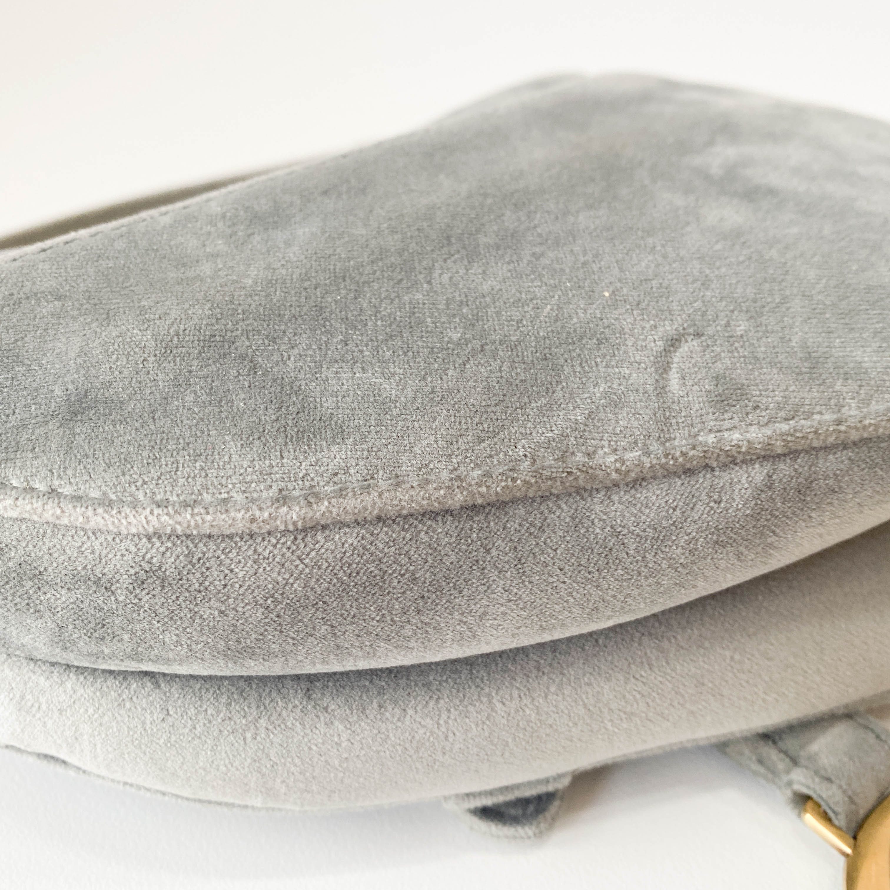 Mini Saddle Grey Velvet Bag
