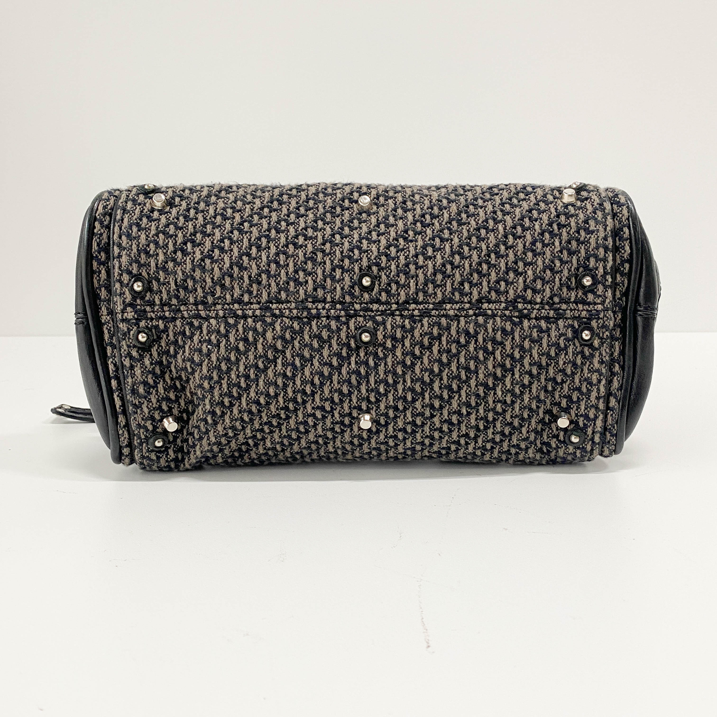 Mini Paddington Black Silver Leather Tweed Handbag