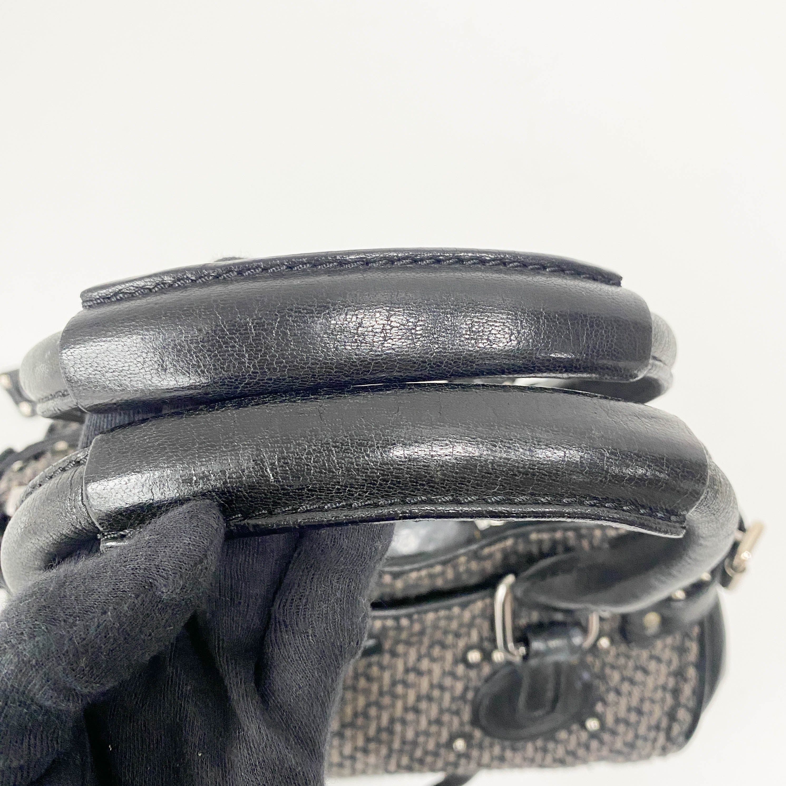 Mini Paddington Black Silver Leather Tweed Handbag