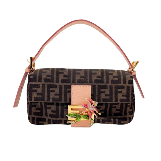 Zucca Baguette with Crystal Flower Shoulder Bag