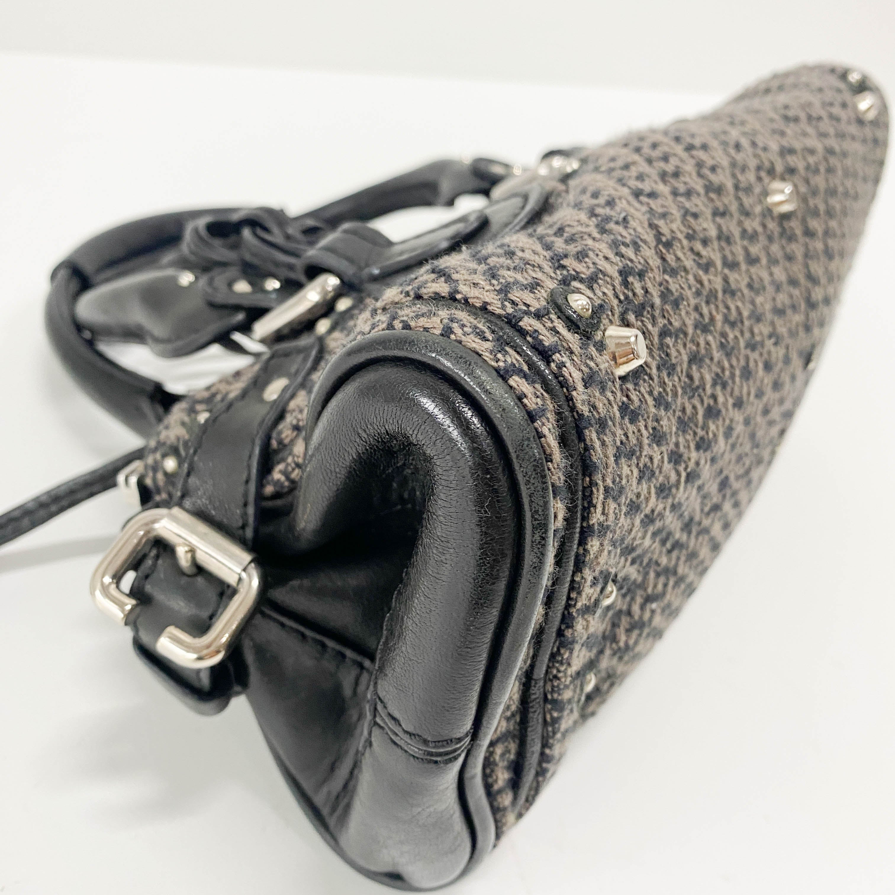 Mini Paddington Black Silver Leather Tweed Handbag