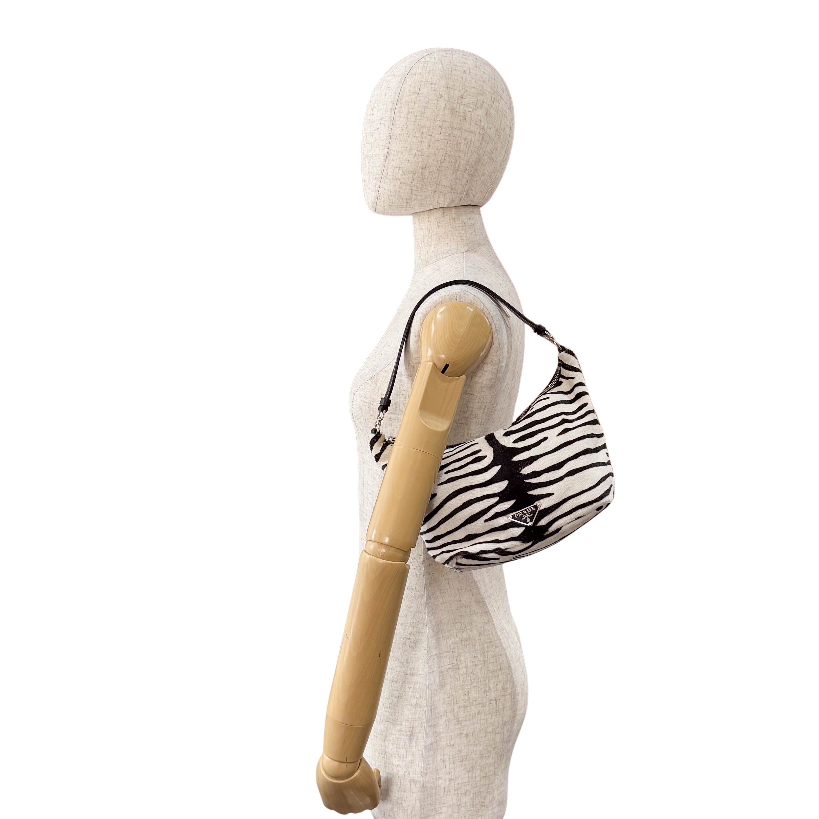 Neutral Zebra Print Pony Hair Shoulder Bag