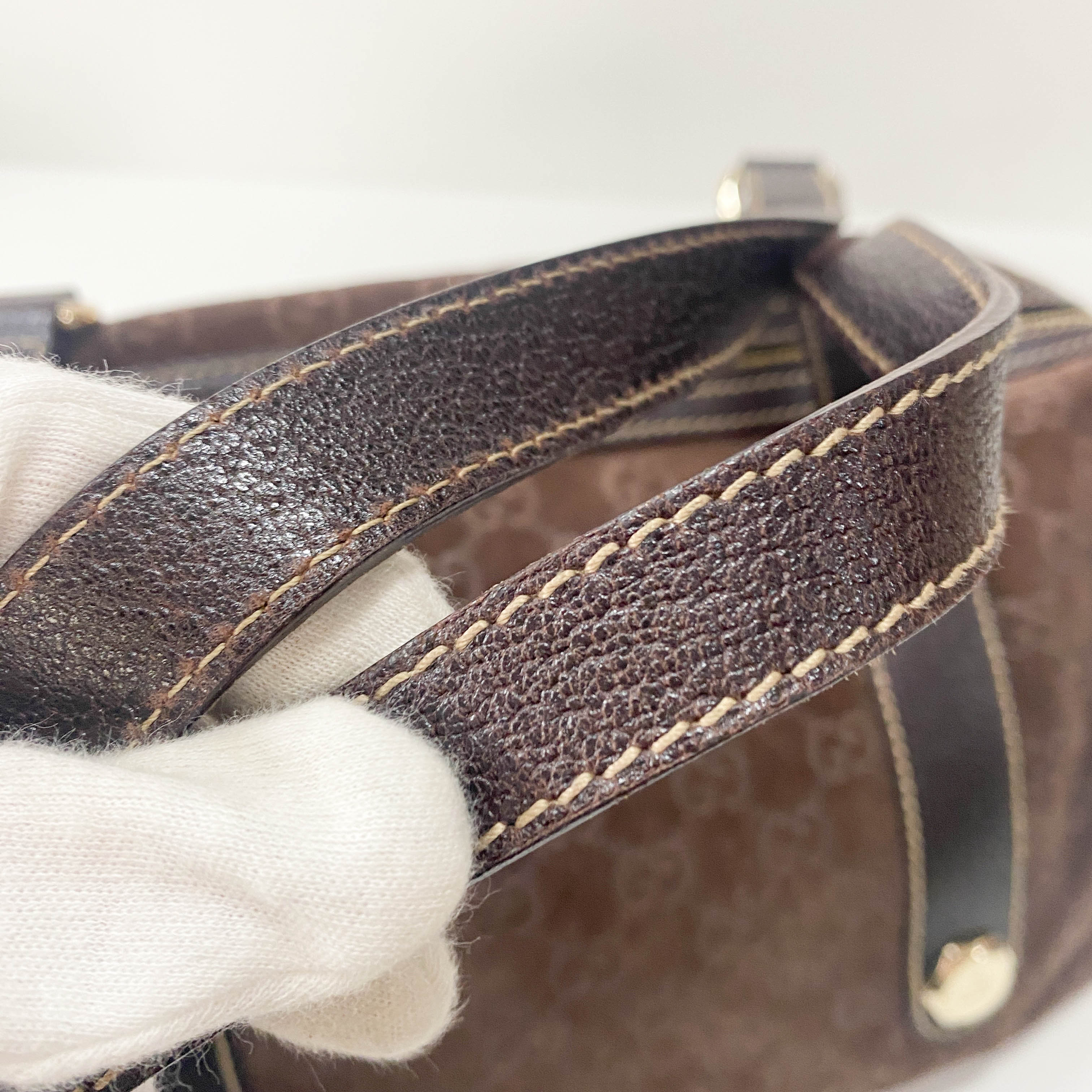 GG Medium Brown Monogram Suede Handbag