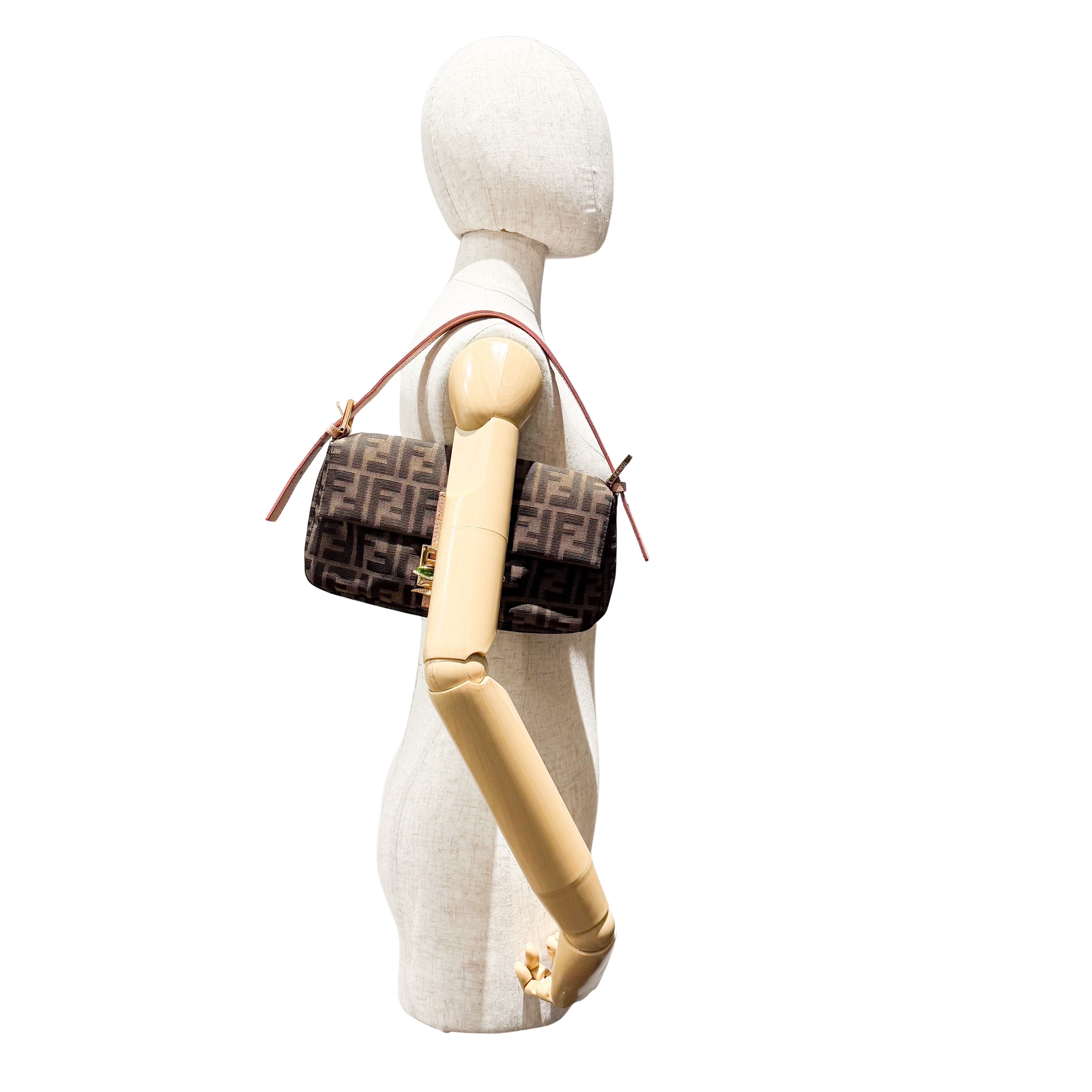 Zucca Baguette with Crystal Flower Shoulder Bag