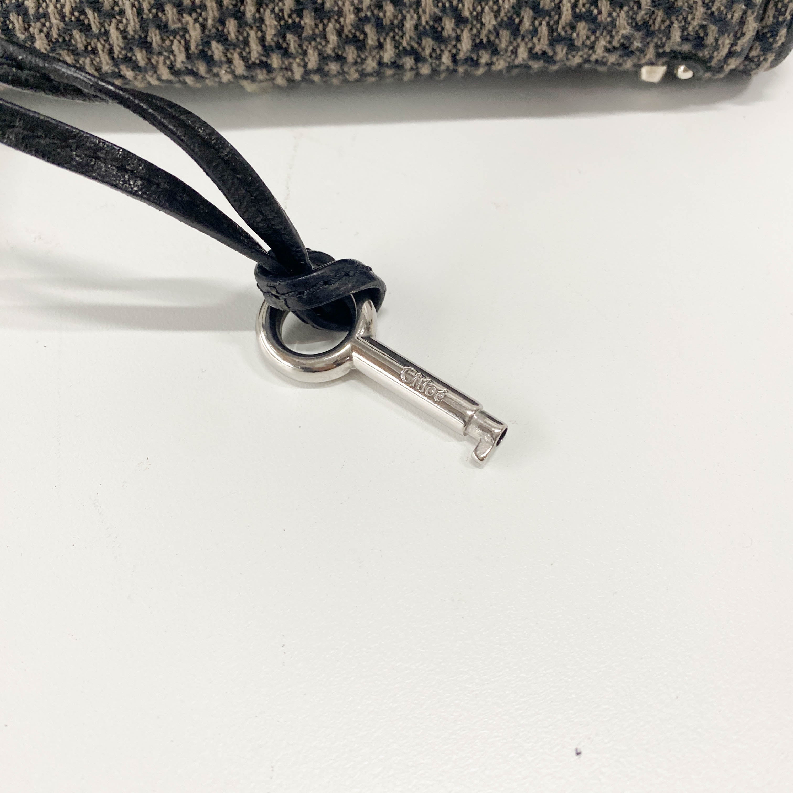 Mini Paddington Black Silver Leather Tweed Handbag