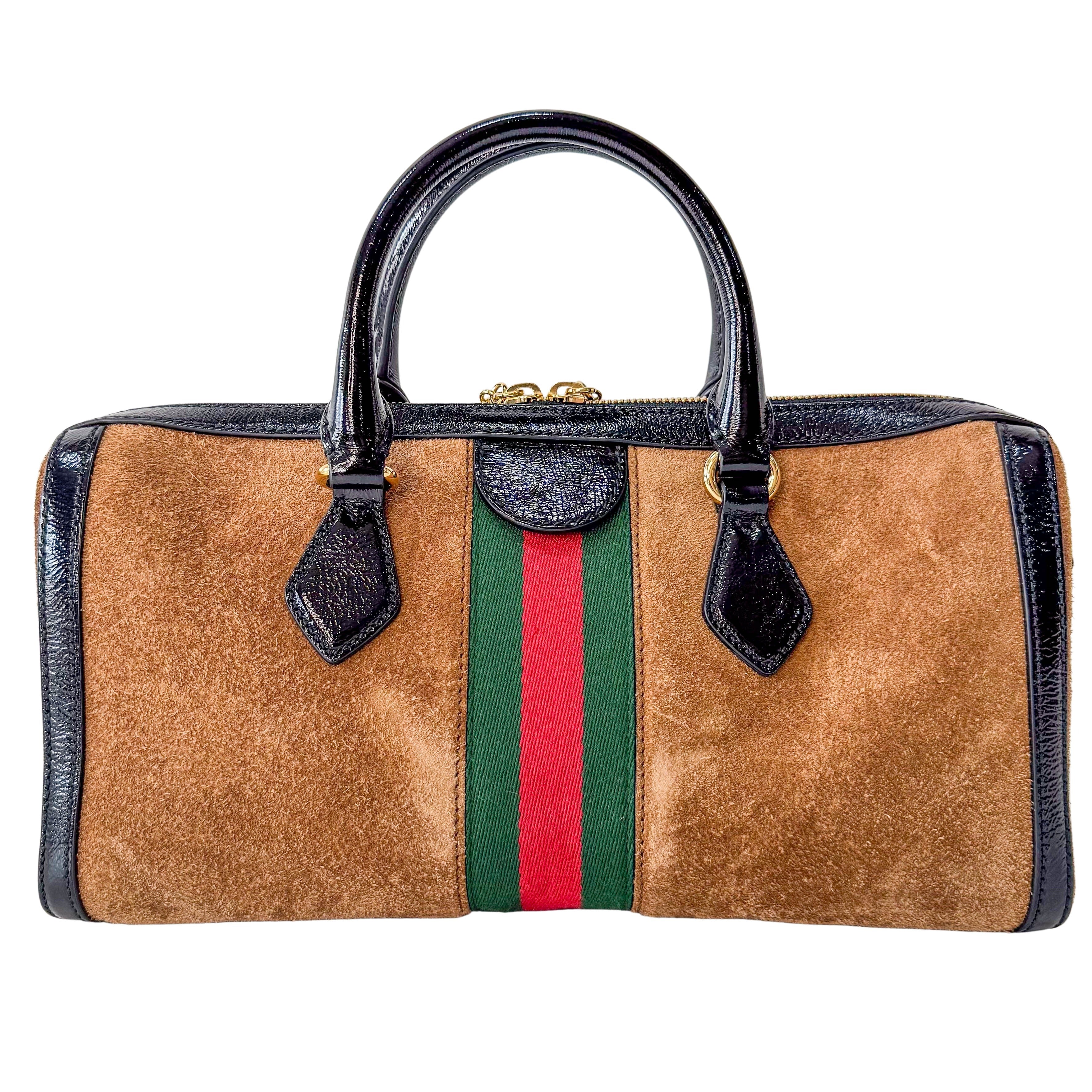 Ophidia Brown Suede Top Hanlde Bag