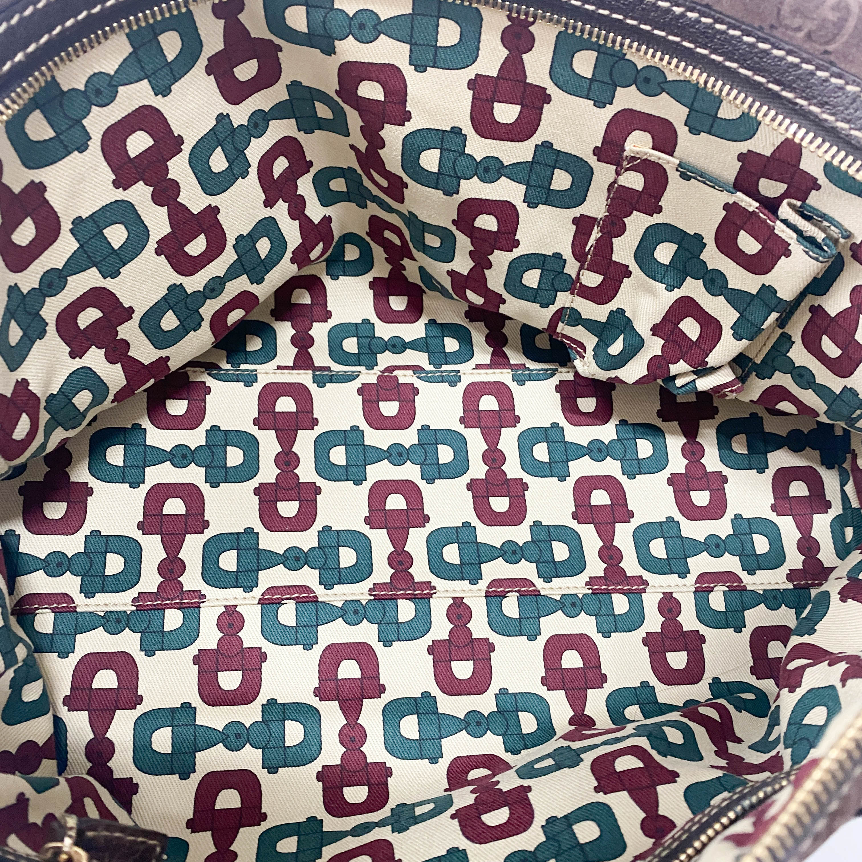 GG Medium Brown Monogram Suede Handbag