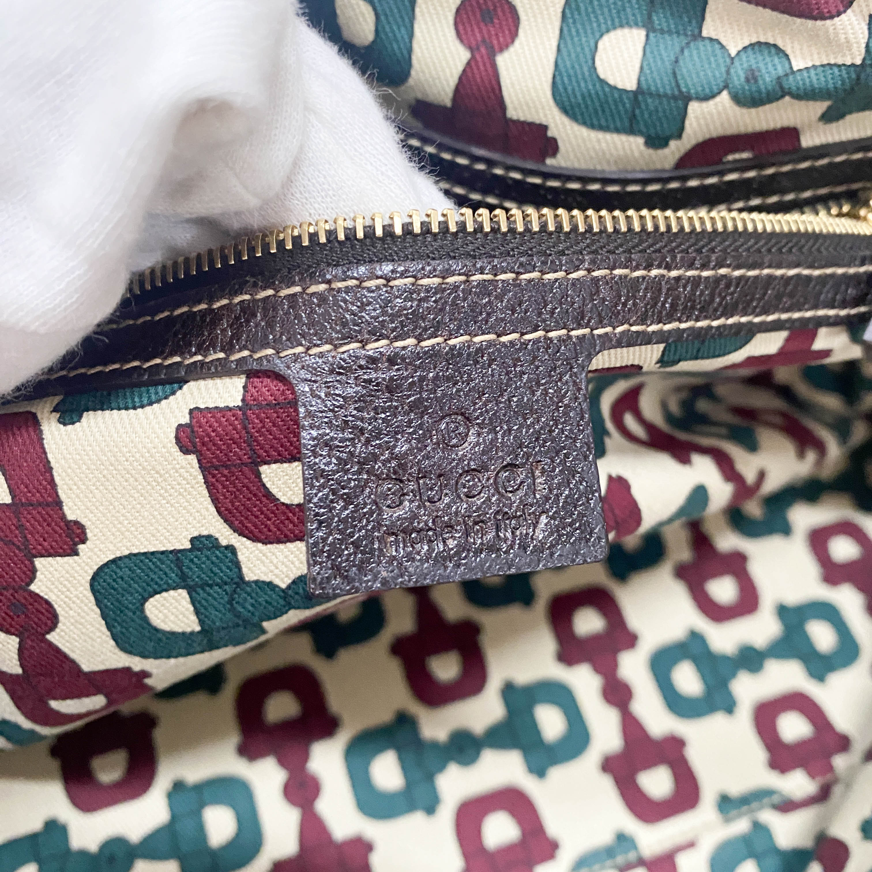 GG Medium Brown Monogram Suede Handbag