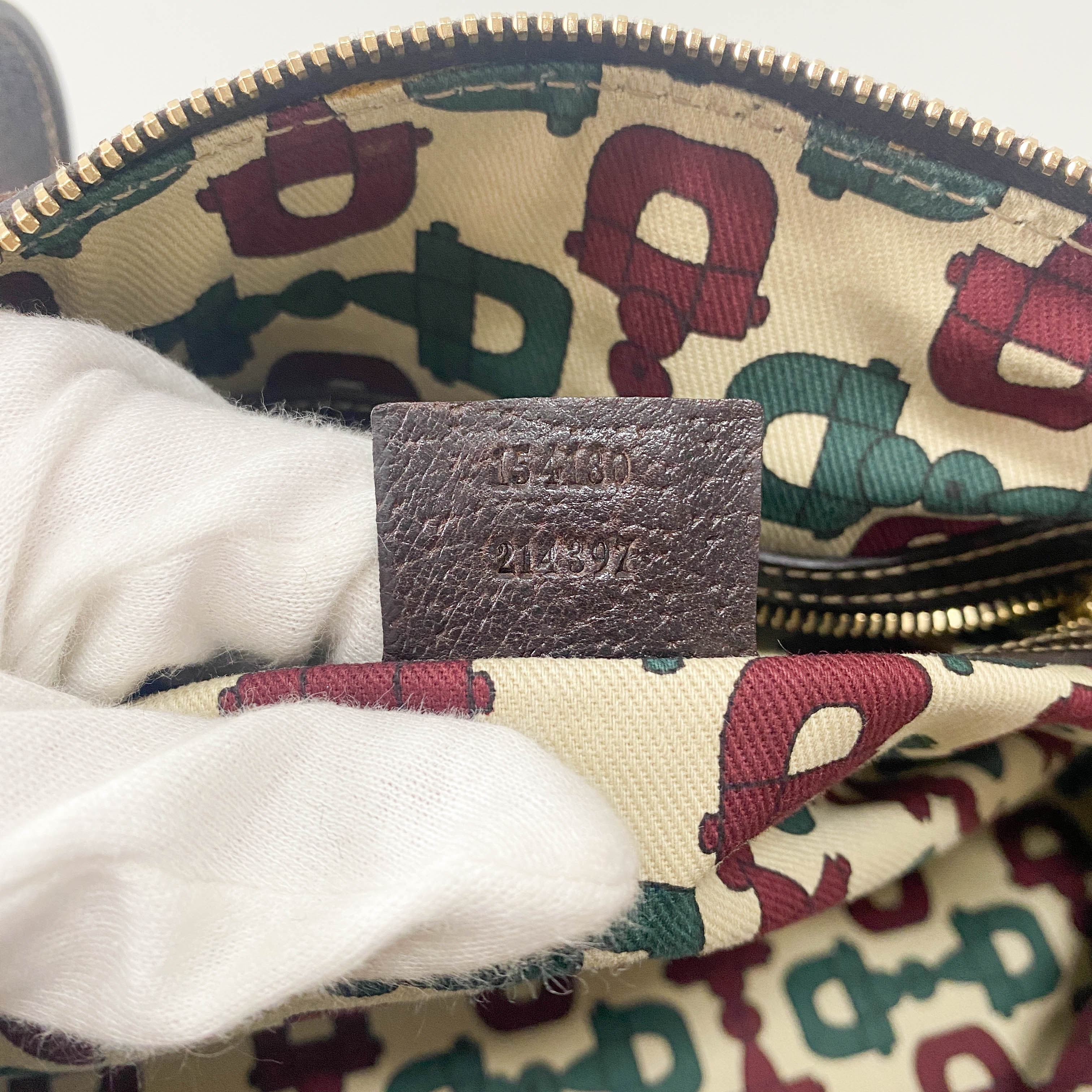 GG Medium Brown Monogram Suede Handbag