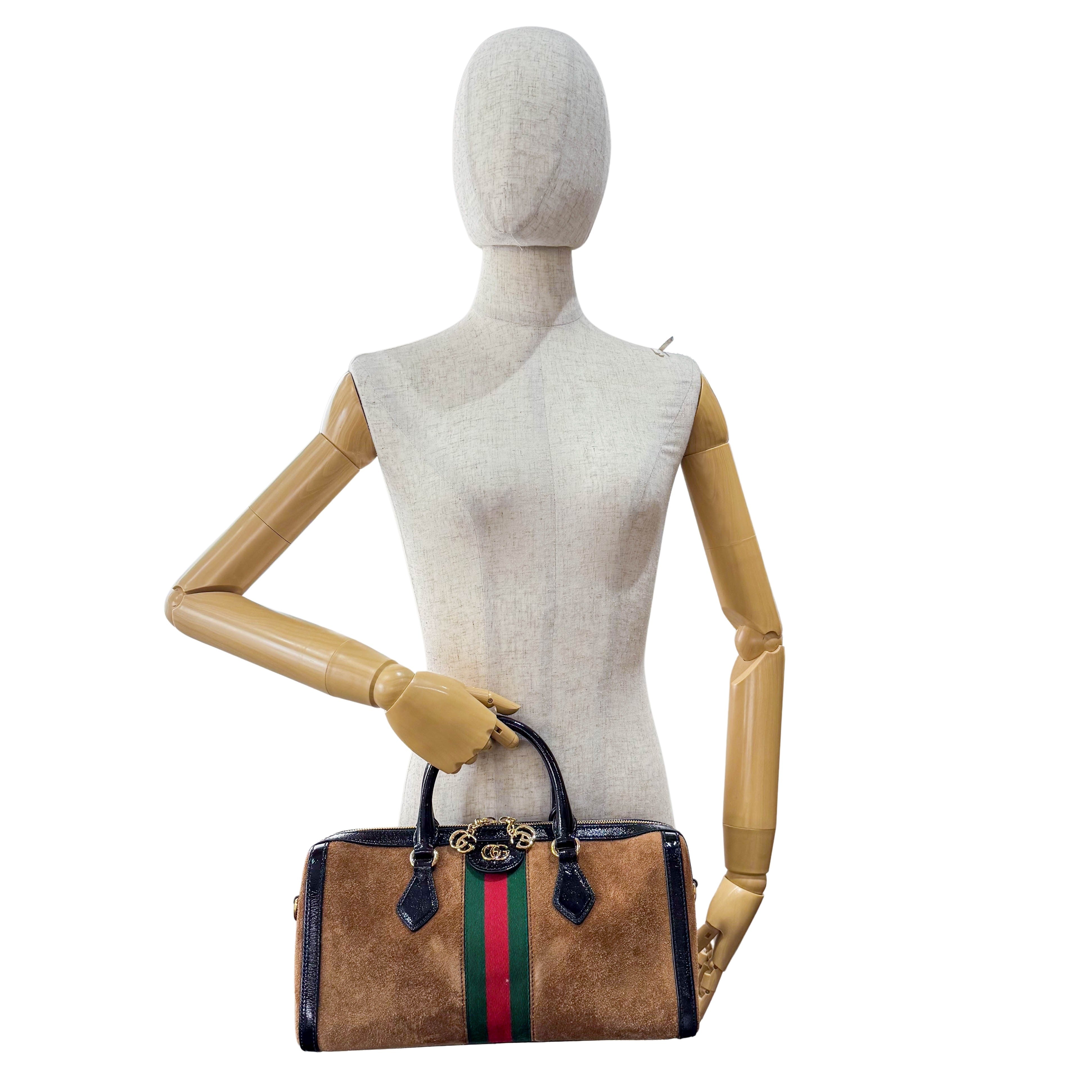 Ophidia Brown Suede Top Hanlde Bag