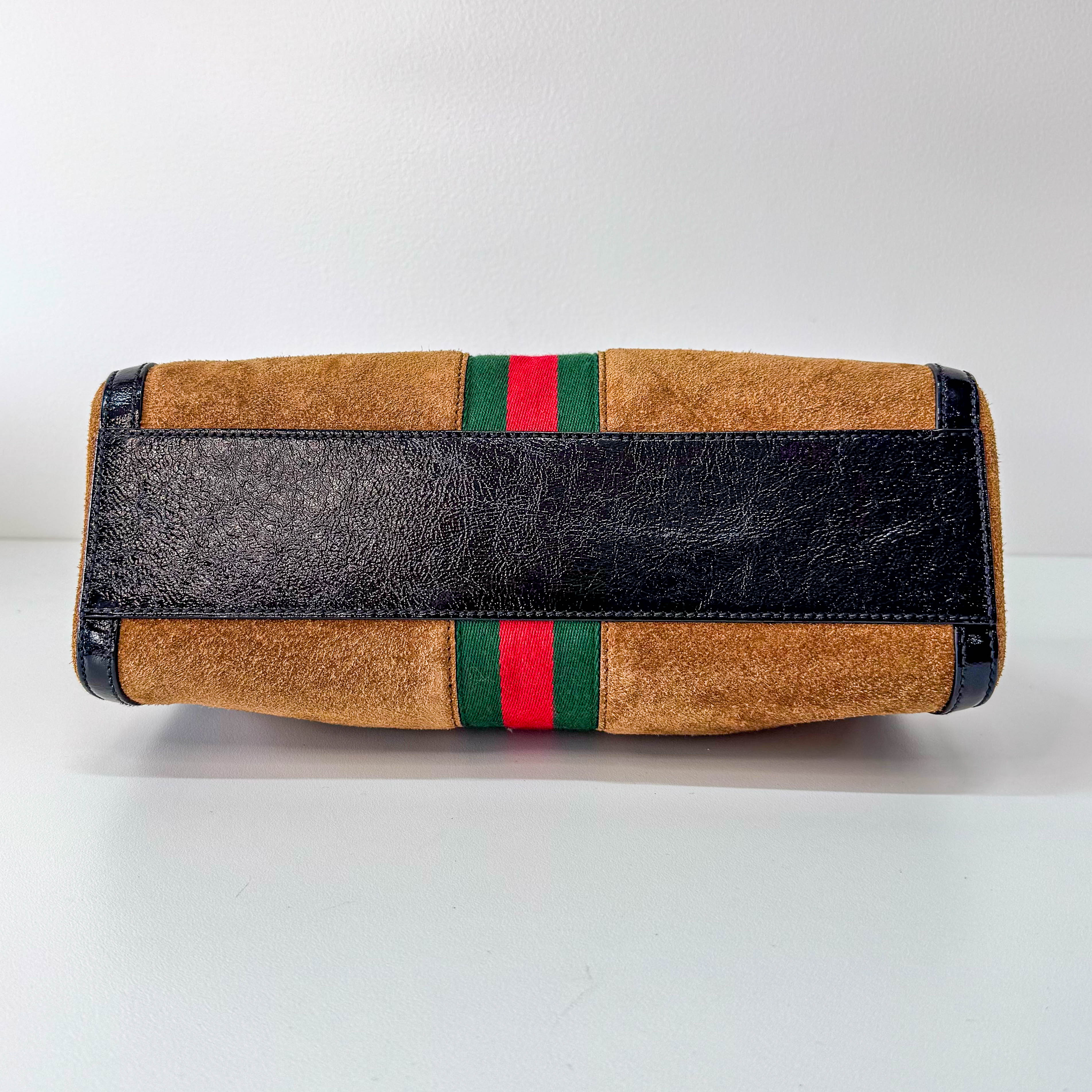 Ophidia Brown Suede Top Hanlde Bag