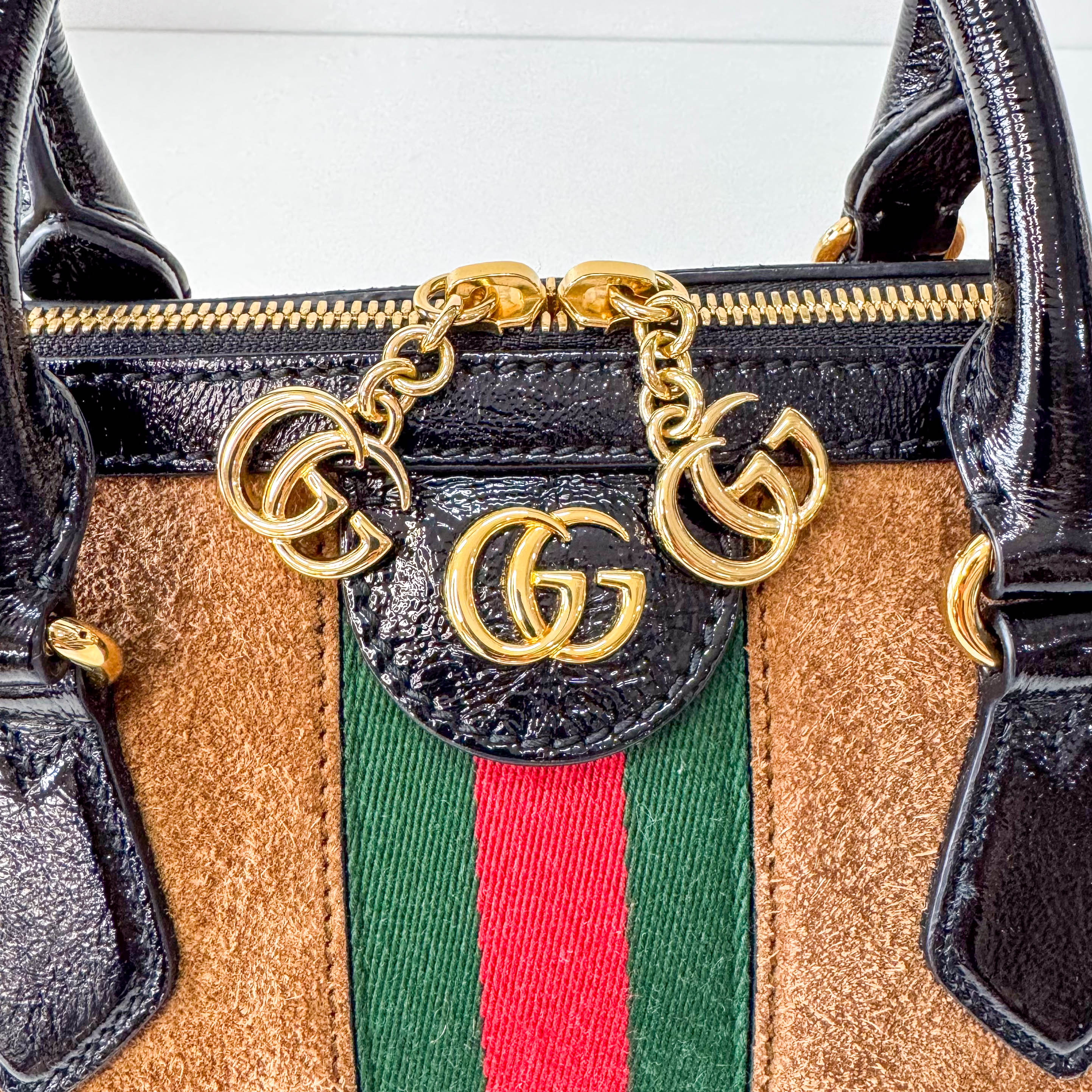 Ophidia Brown Suede Top Hanlde Bag