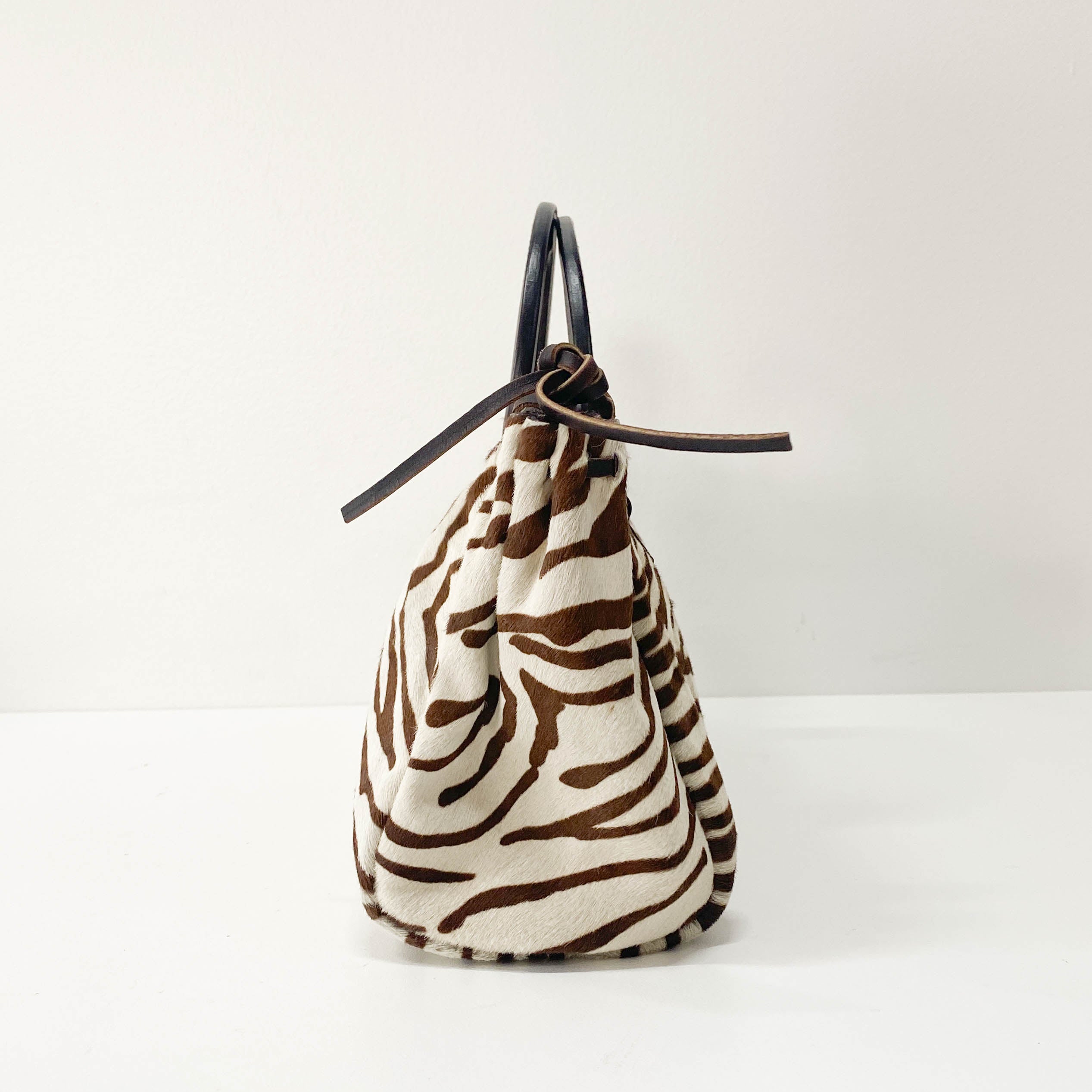 White Zebra Print Pony Hair Handbag