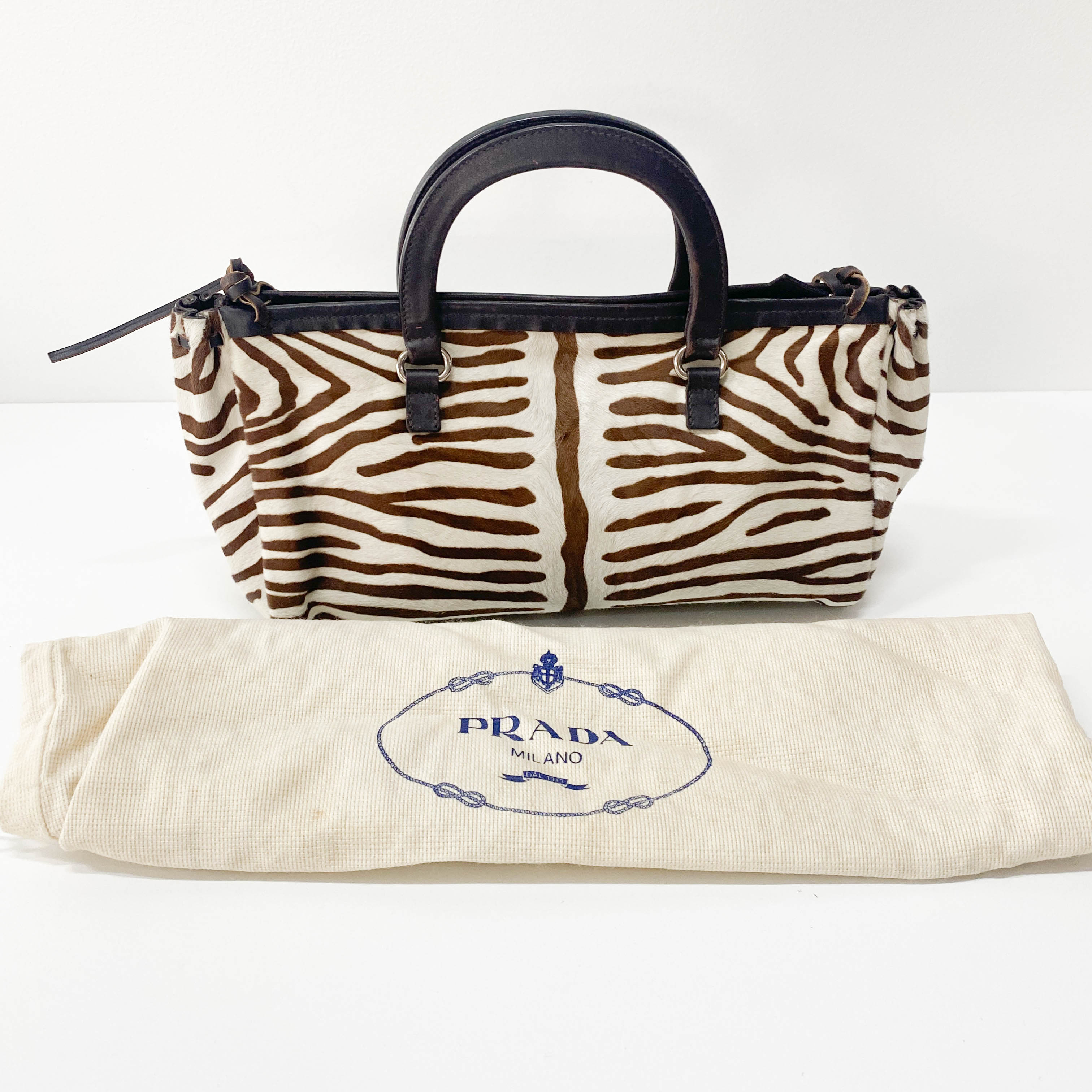 White Zebra Print Pony Hair Handbag