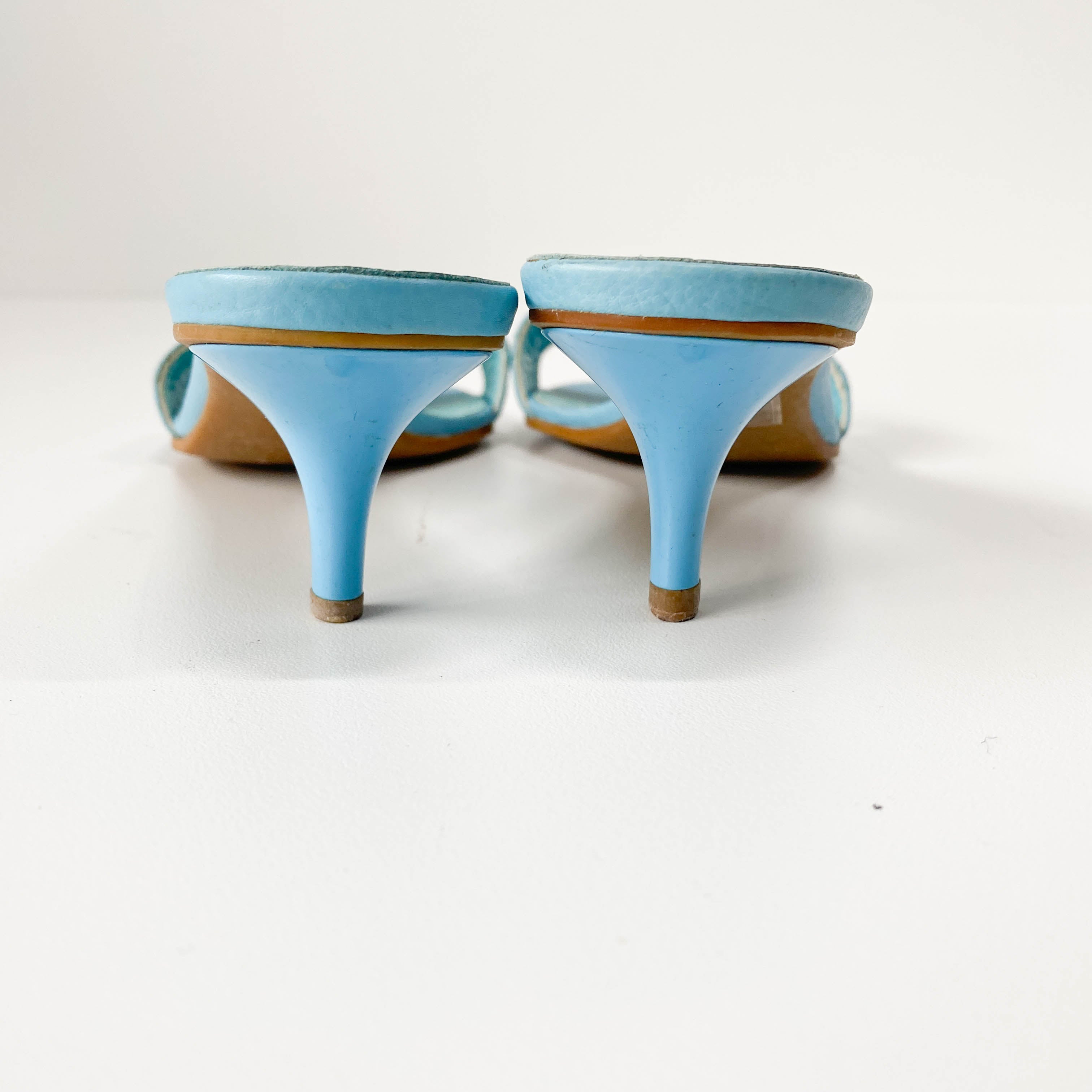 Light Blue Leather Sandals