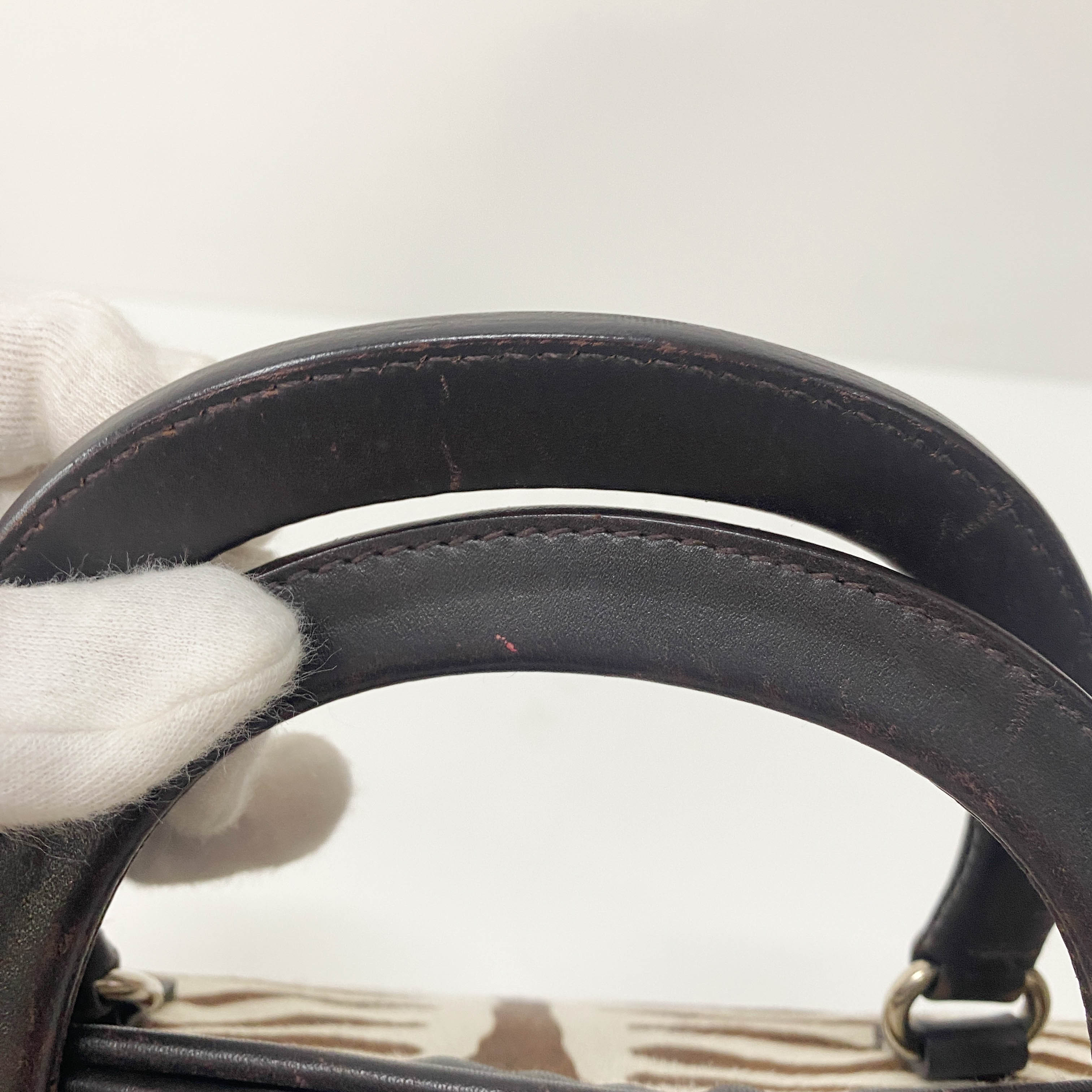 White Zebra Print Pony Hair Handbag