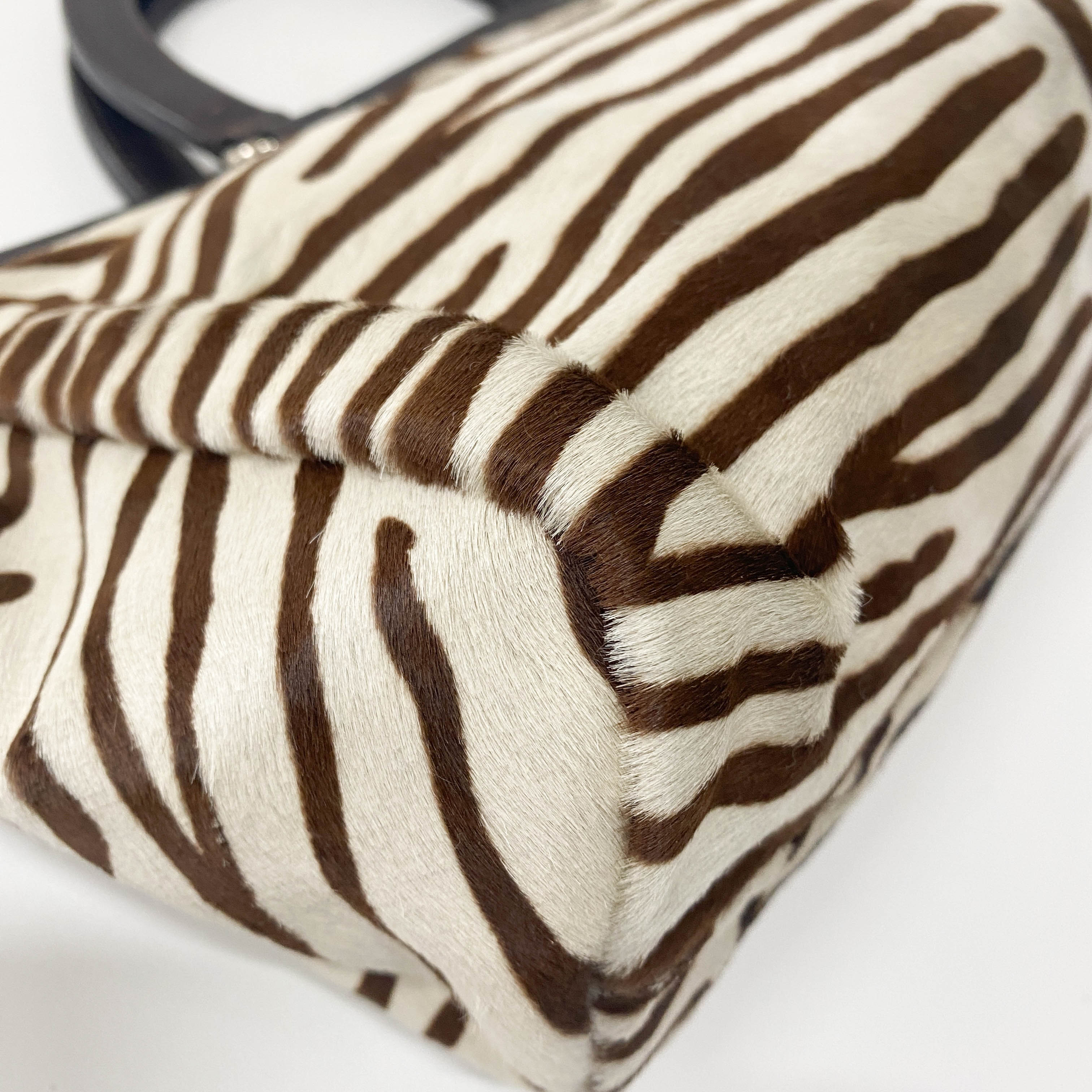 White Zebra Print Pony Hair Handbag
