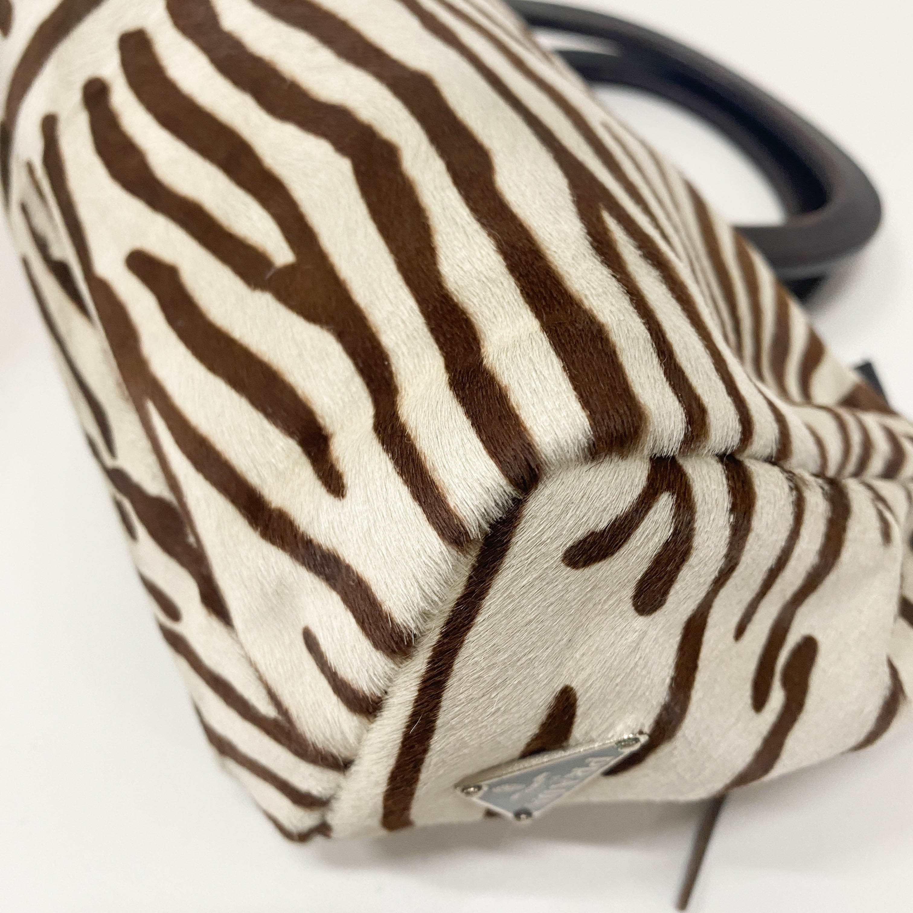 White Zebra Print Pony Hair Handbag
