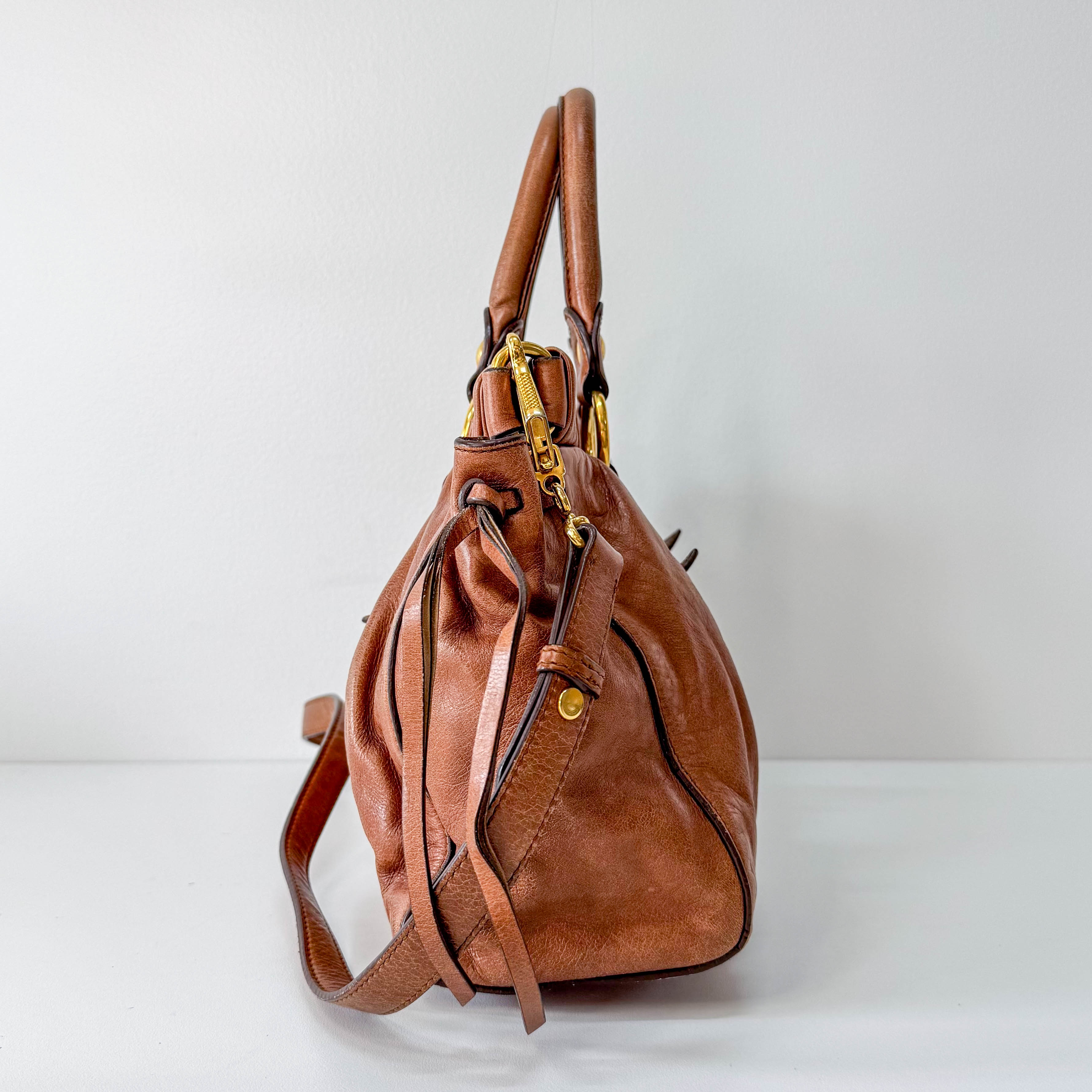 Vitello Bauletto Brown Leather Bag