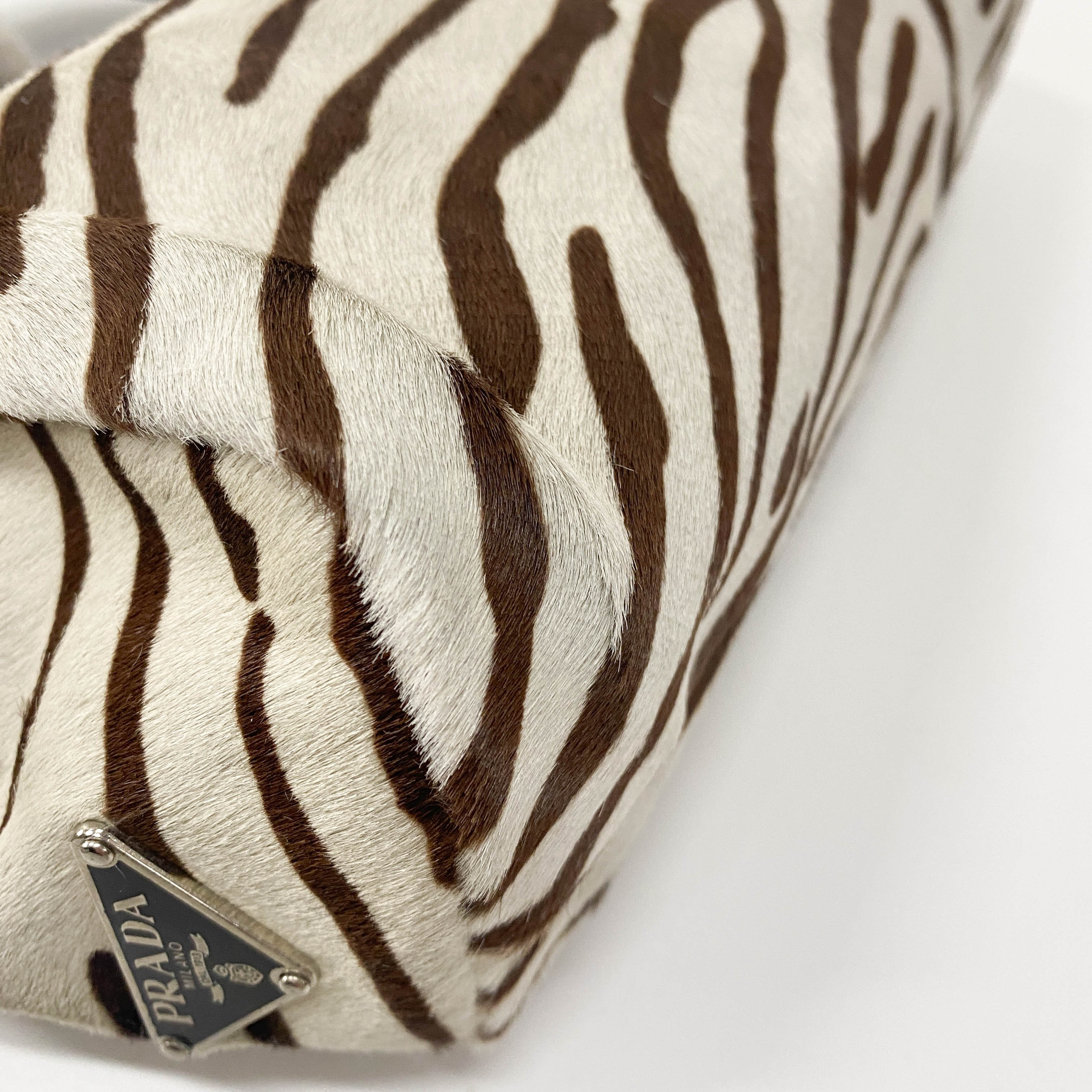 White Zebra Print Pony Hair Handbag