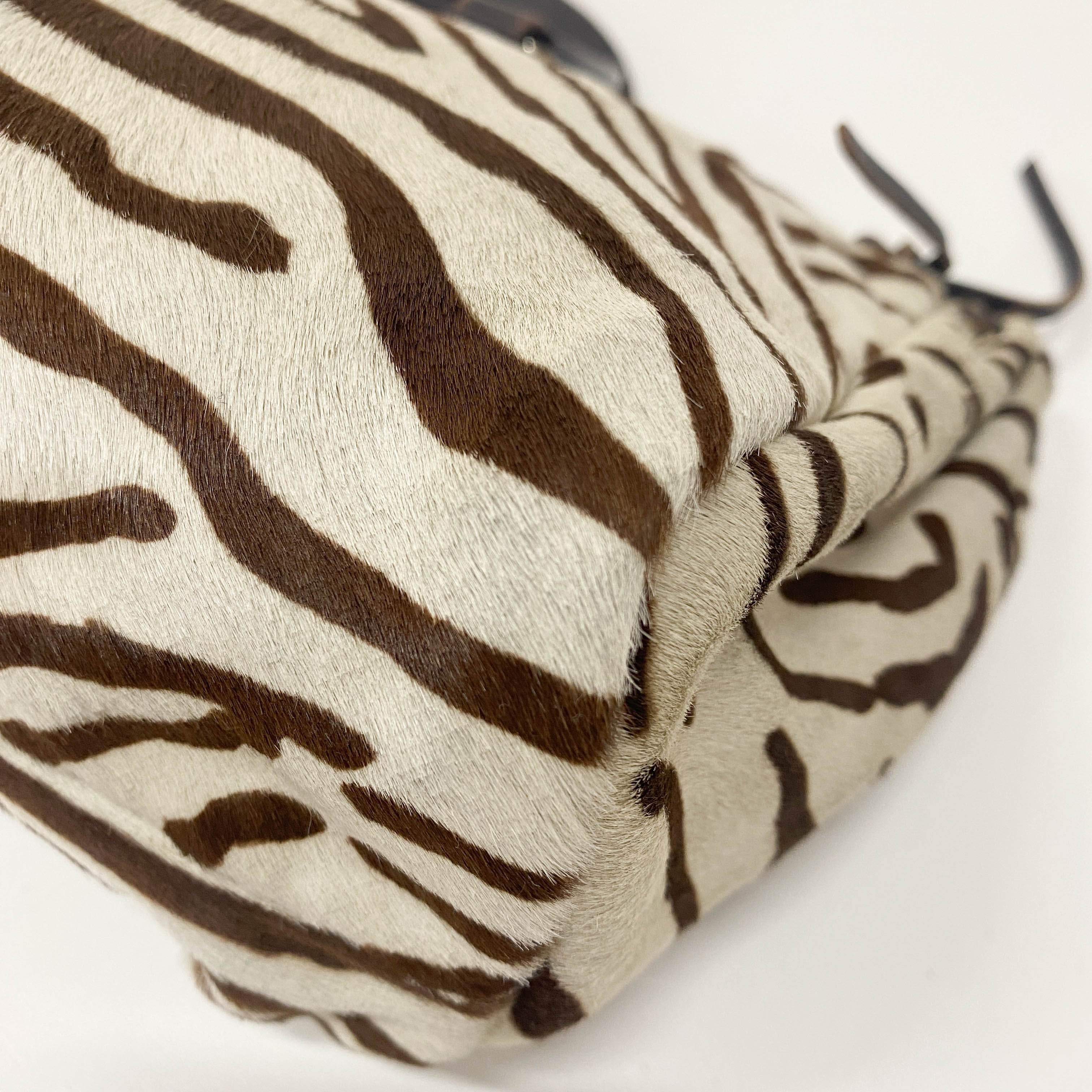 White Zebra Print Pony Hair Handbag
