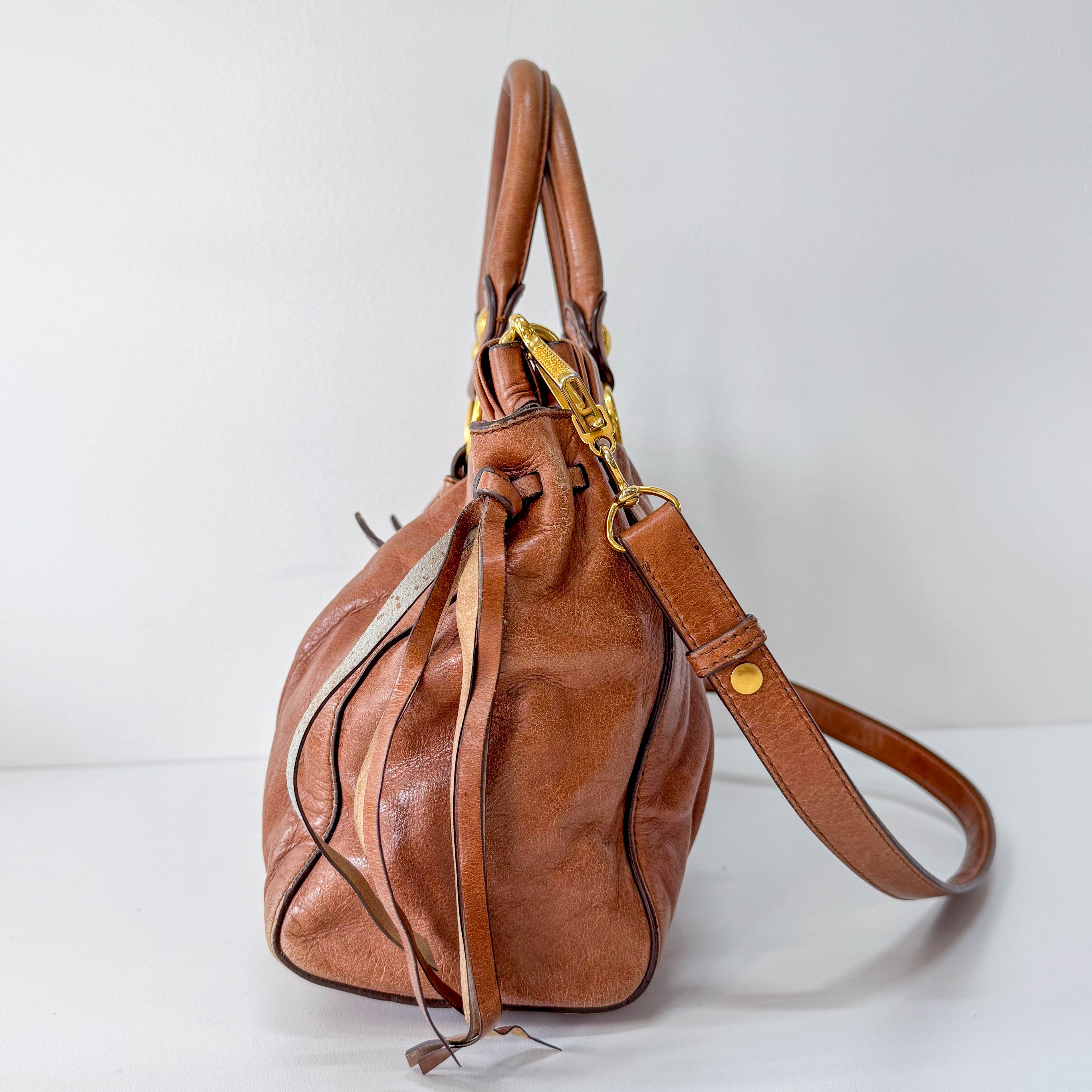 Vitello Bauletto Brown Leather Bag