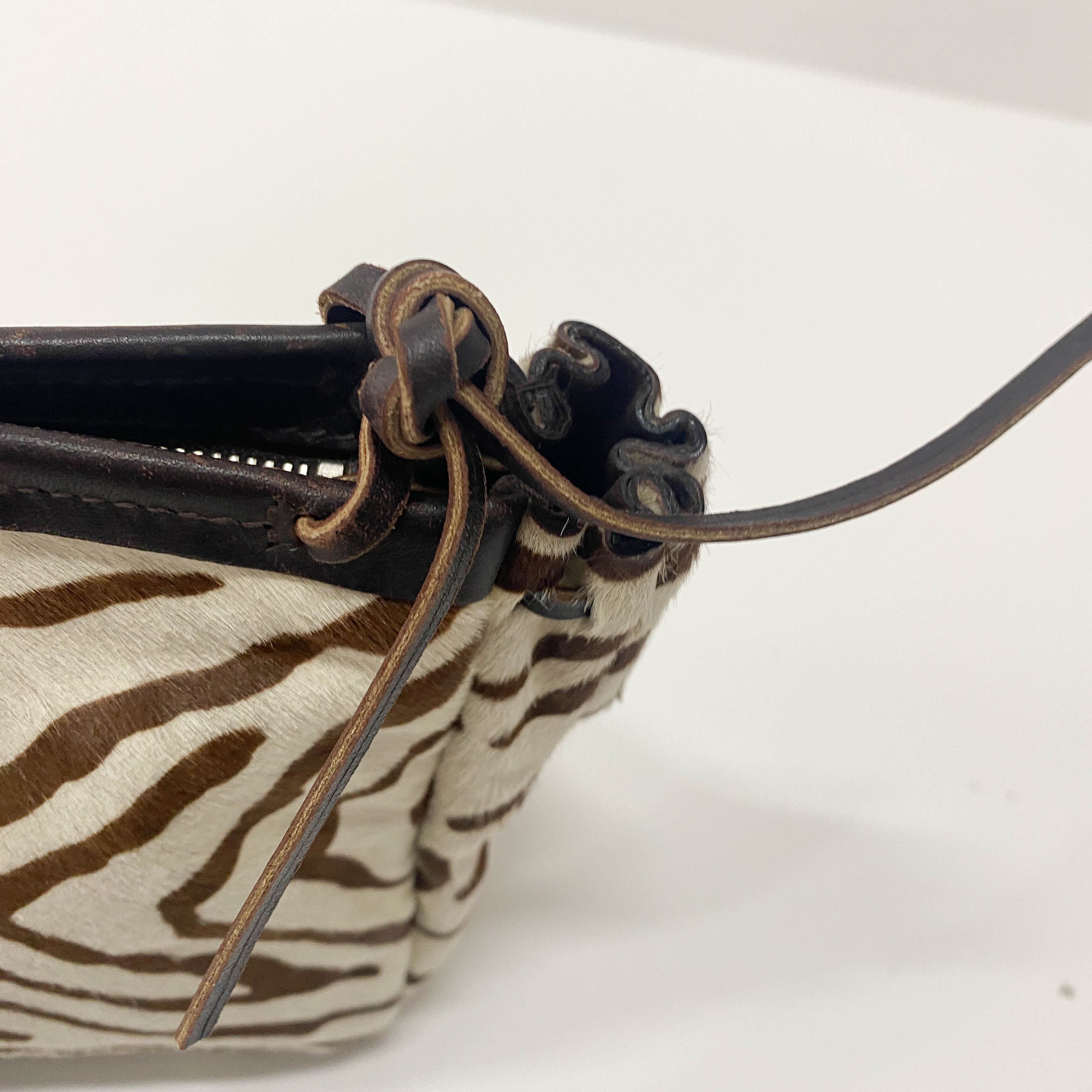 White Zebra Print Pony Hair Handbag