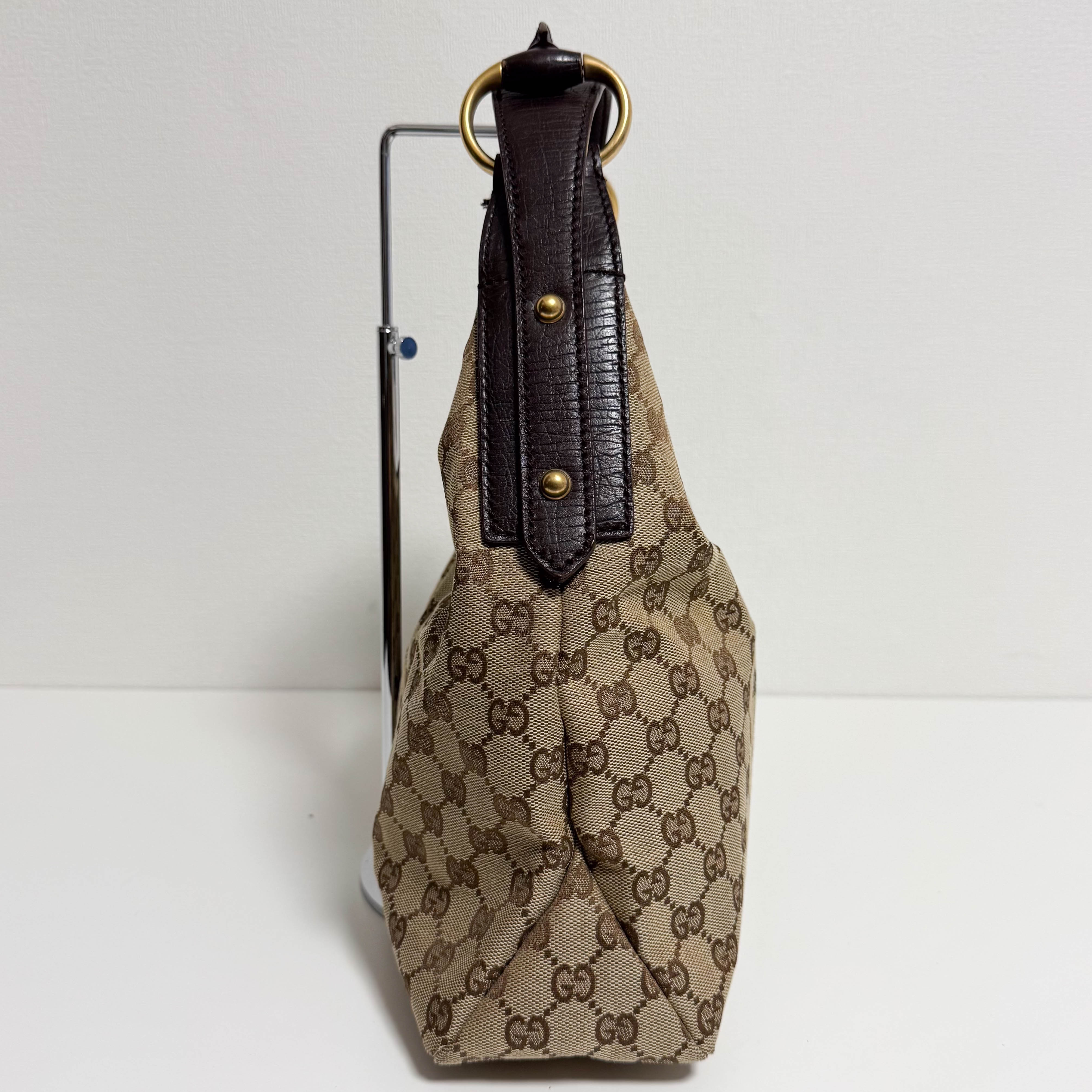 Horsebit GG Canvas Beige Hobo Shoulder Bag