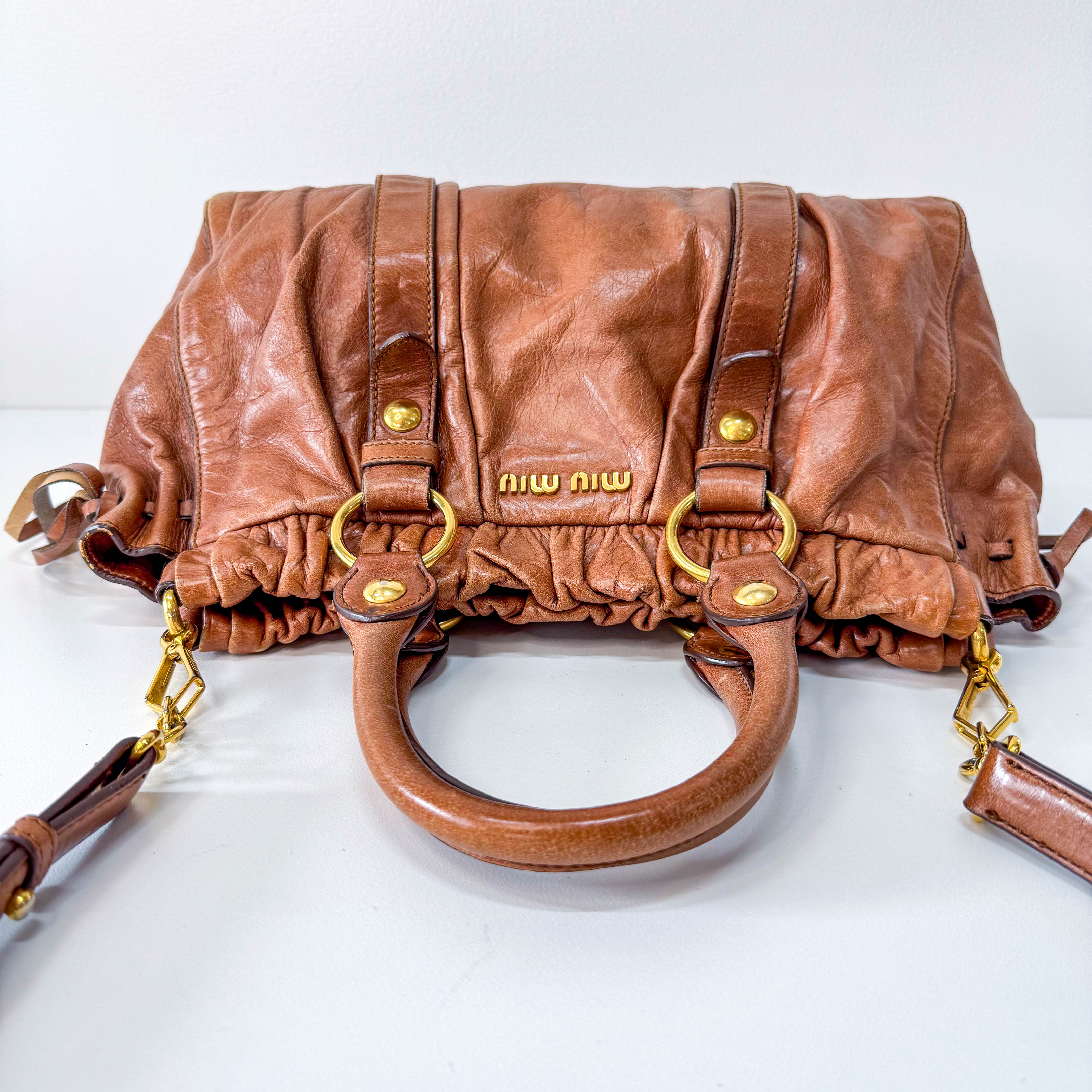 Vitello Bauletto Brown Leather Bag