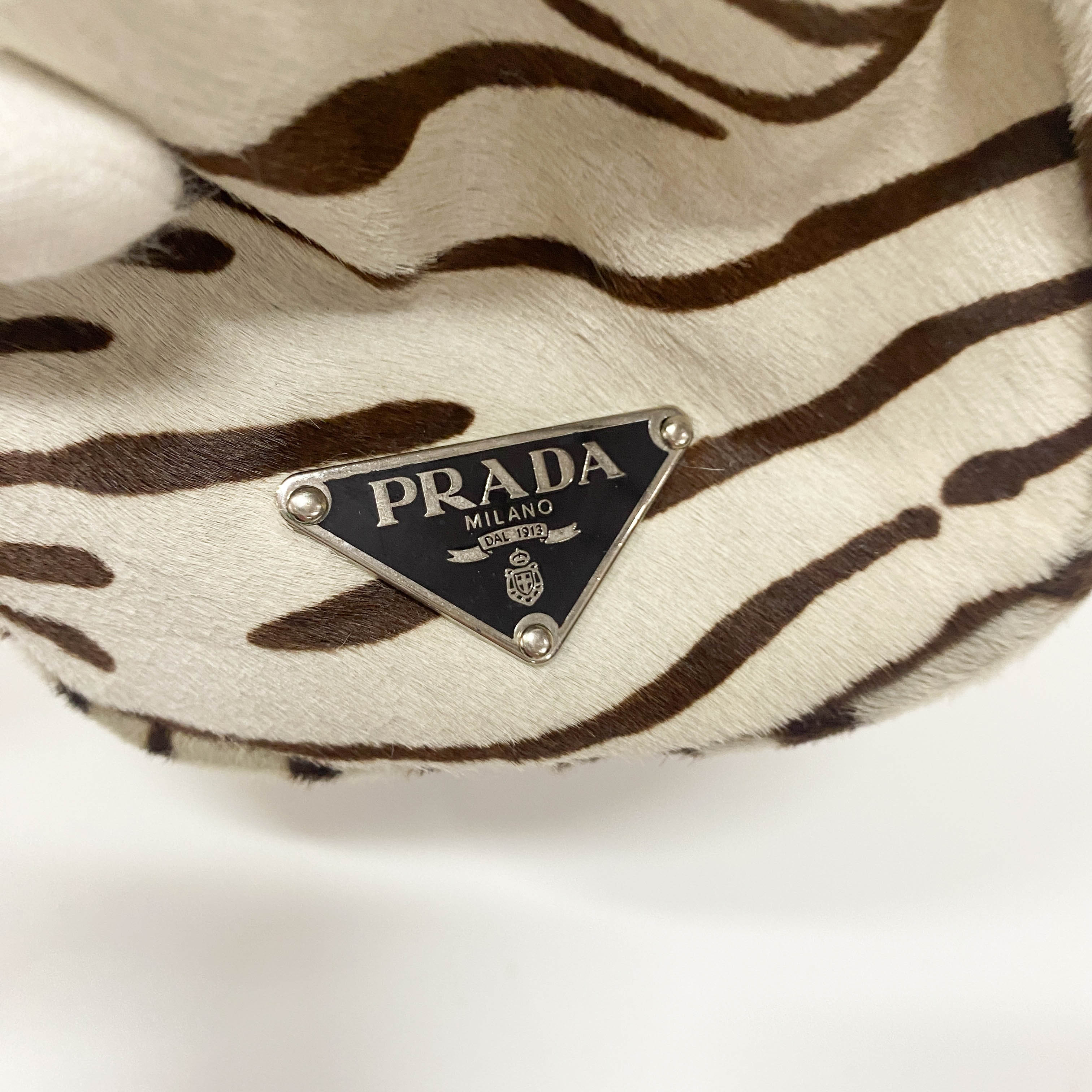 White Zebra Print Pony Hair Handbag