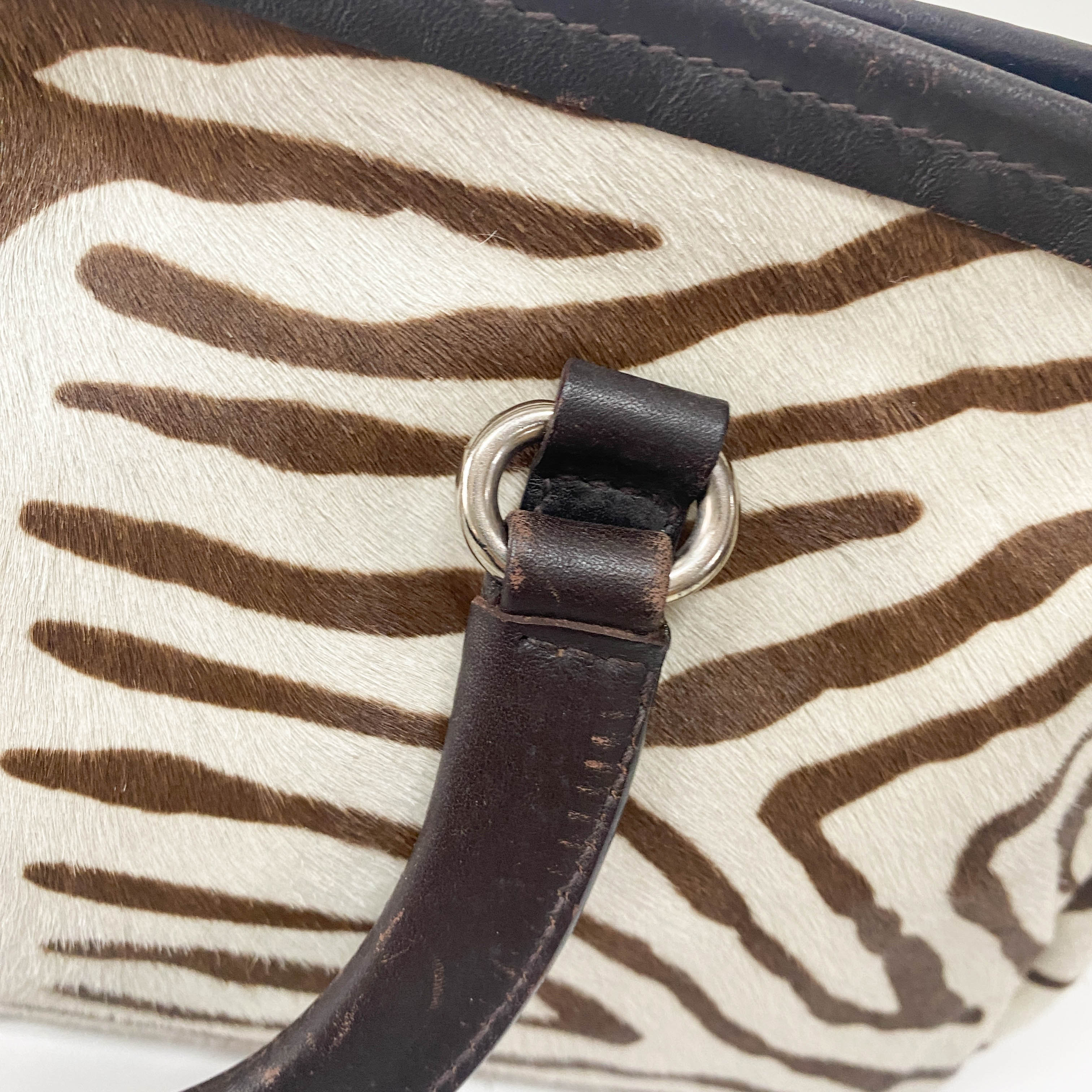 White Zebra Print Pony Hair Handbag
