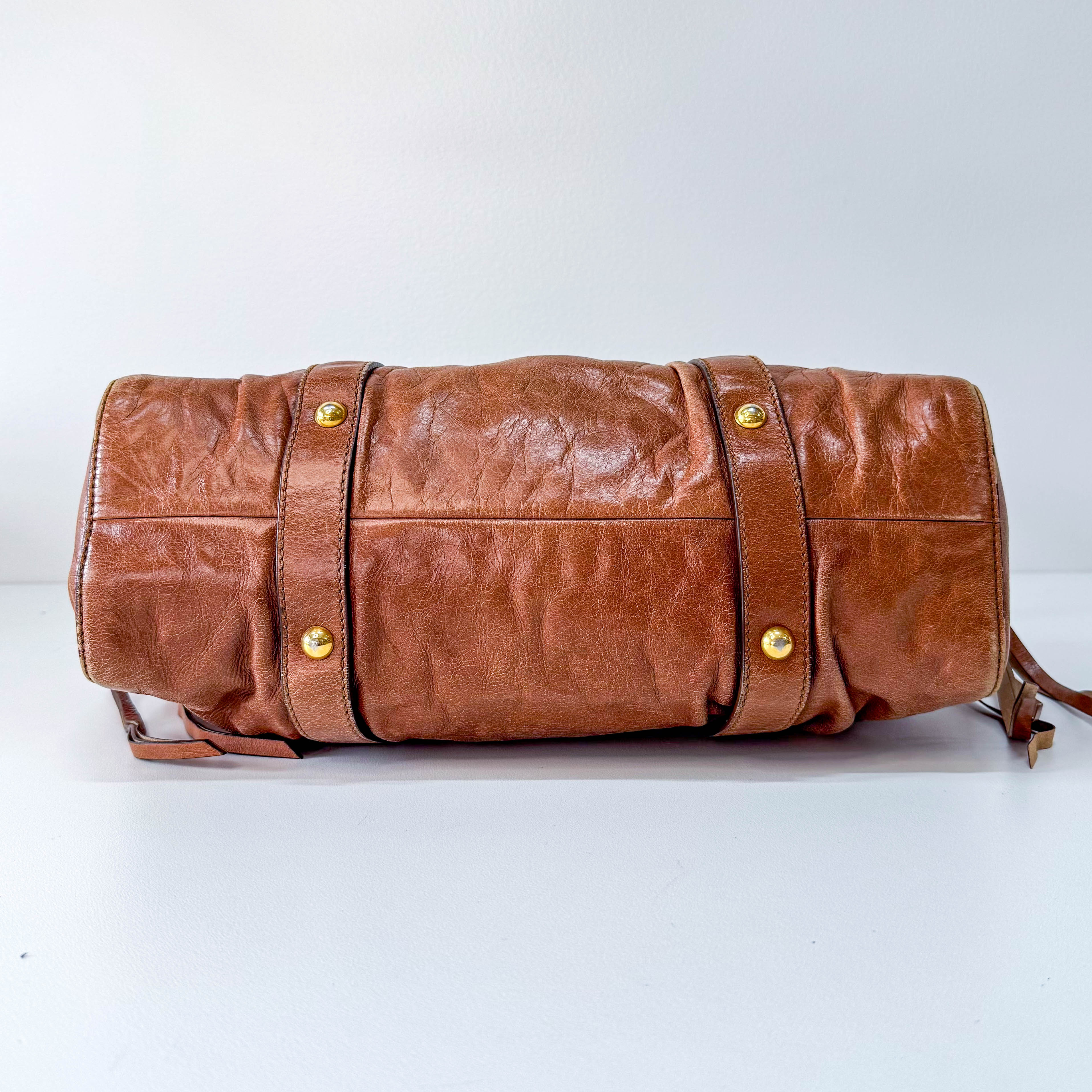 Vitello Bauletto Brown Leather Bag