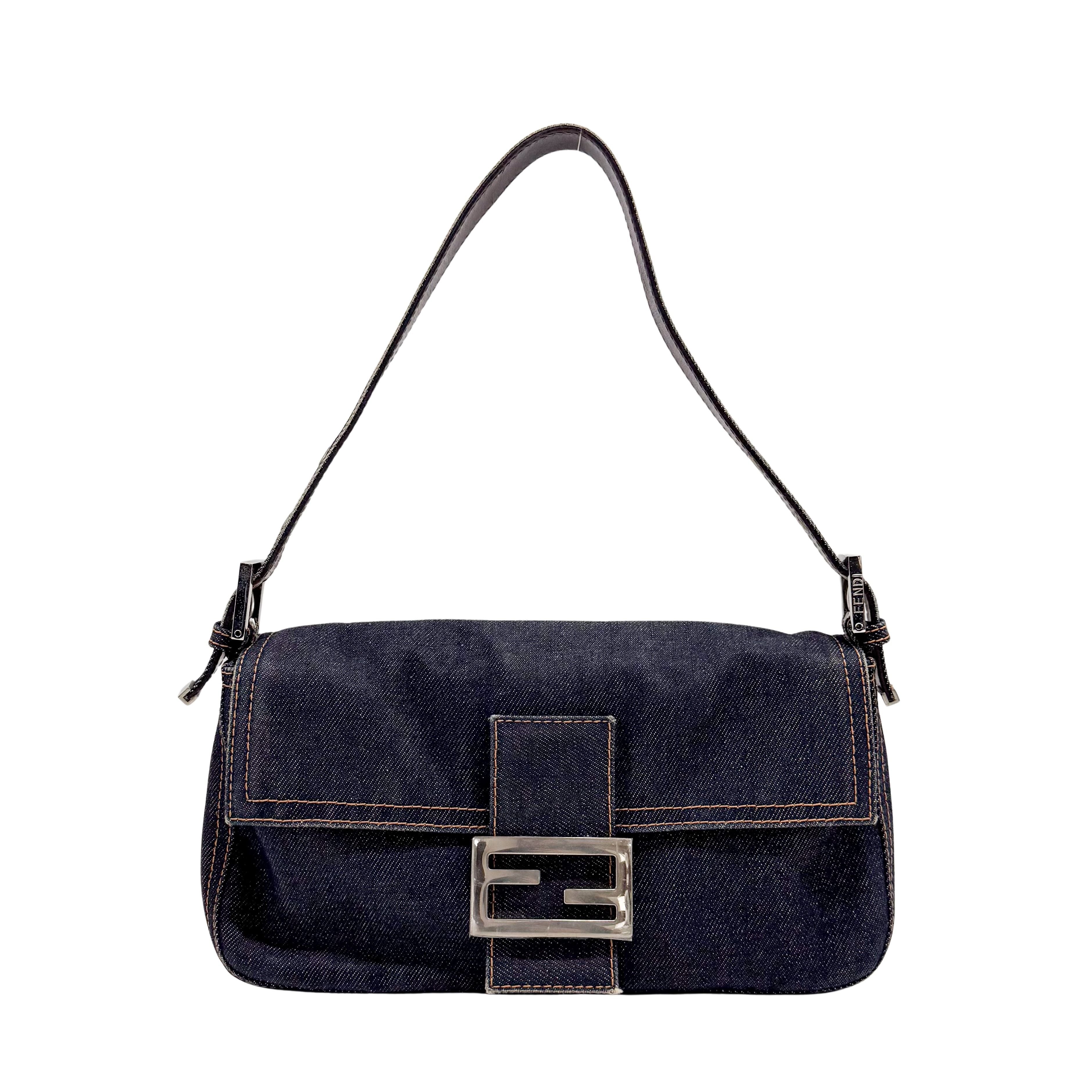 Baguette Denim Shoulder Bag