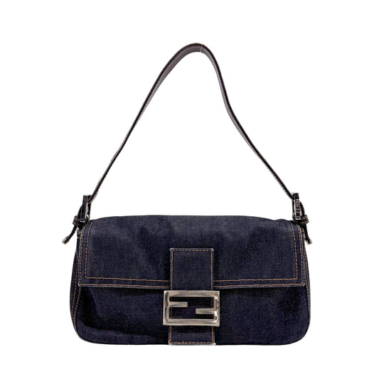 Baguette Denim Shoulder Bag