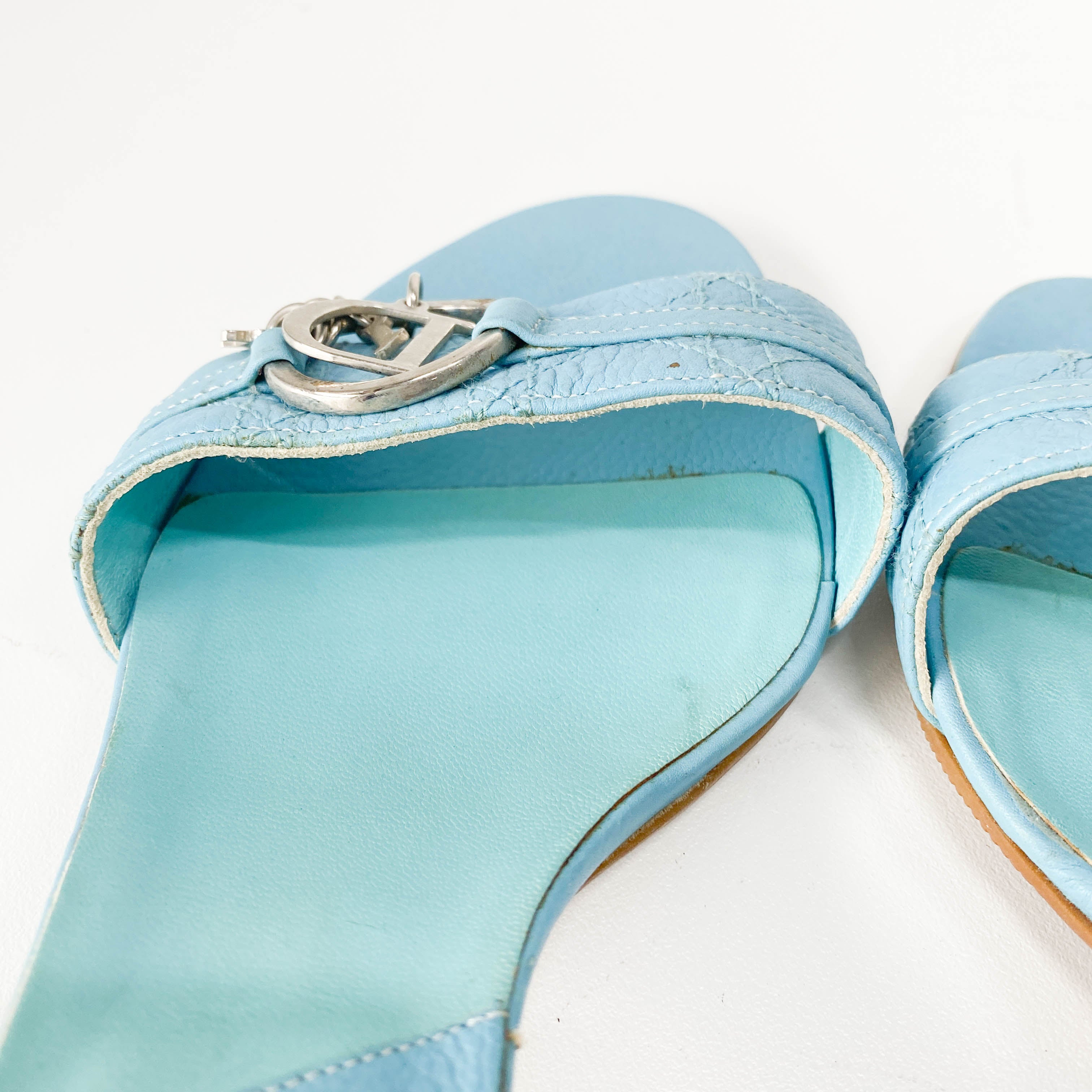 Light Blue Leather Sandals