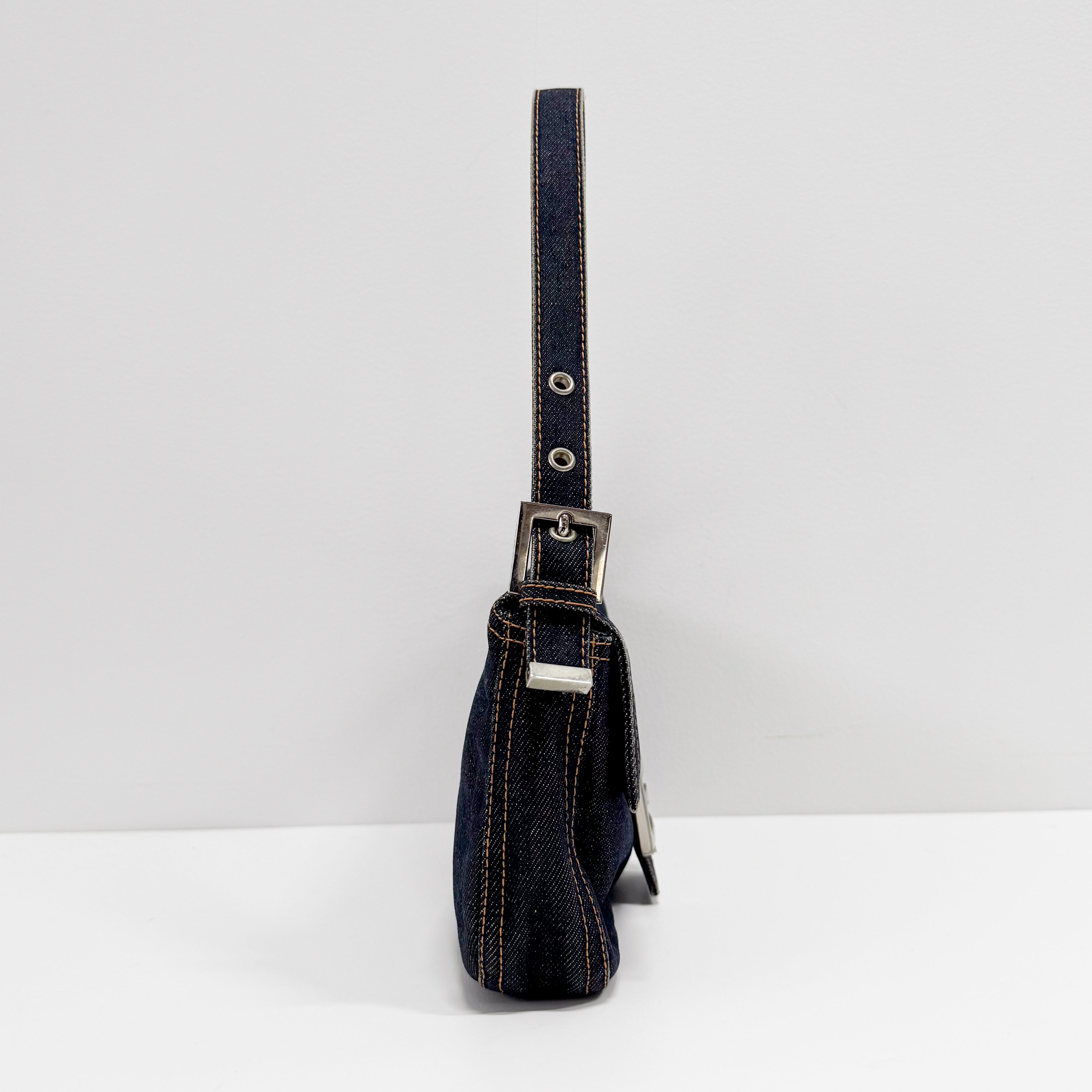 Baguette Denim Shoulder Bag